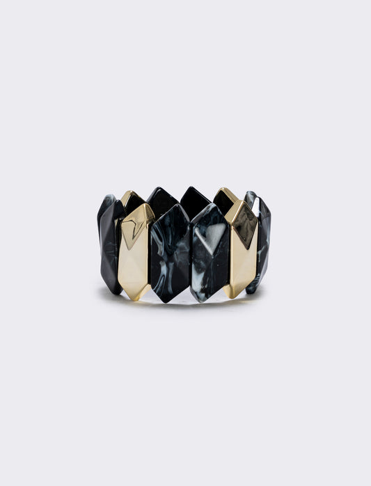 Elastic bracelet with crushed stones - Black