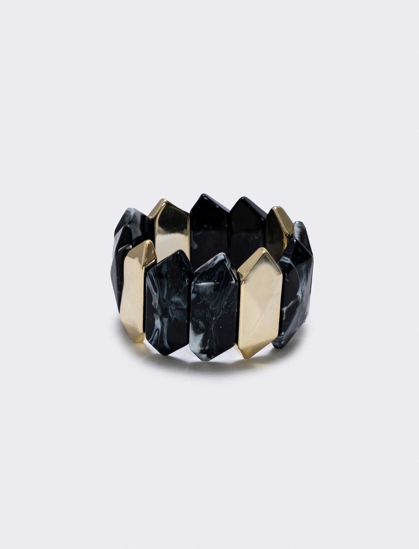 Bracciale elastico con pietre schiacciate - Nero