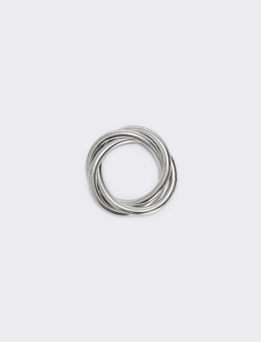 Elastic bracelet with three intertwined strands - Silver