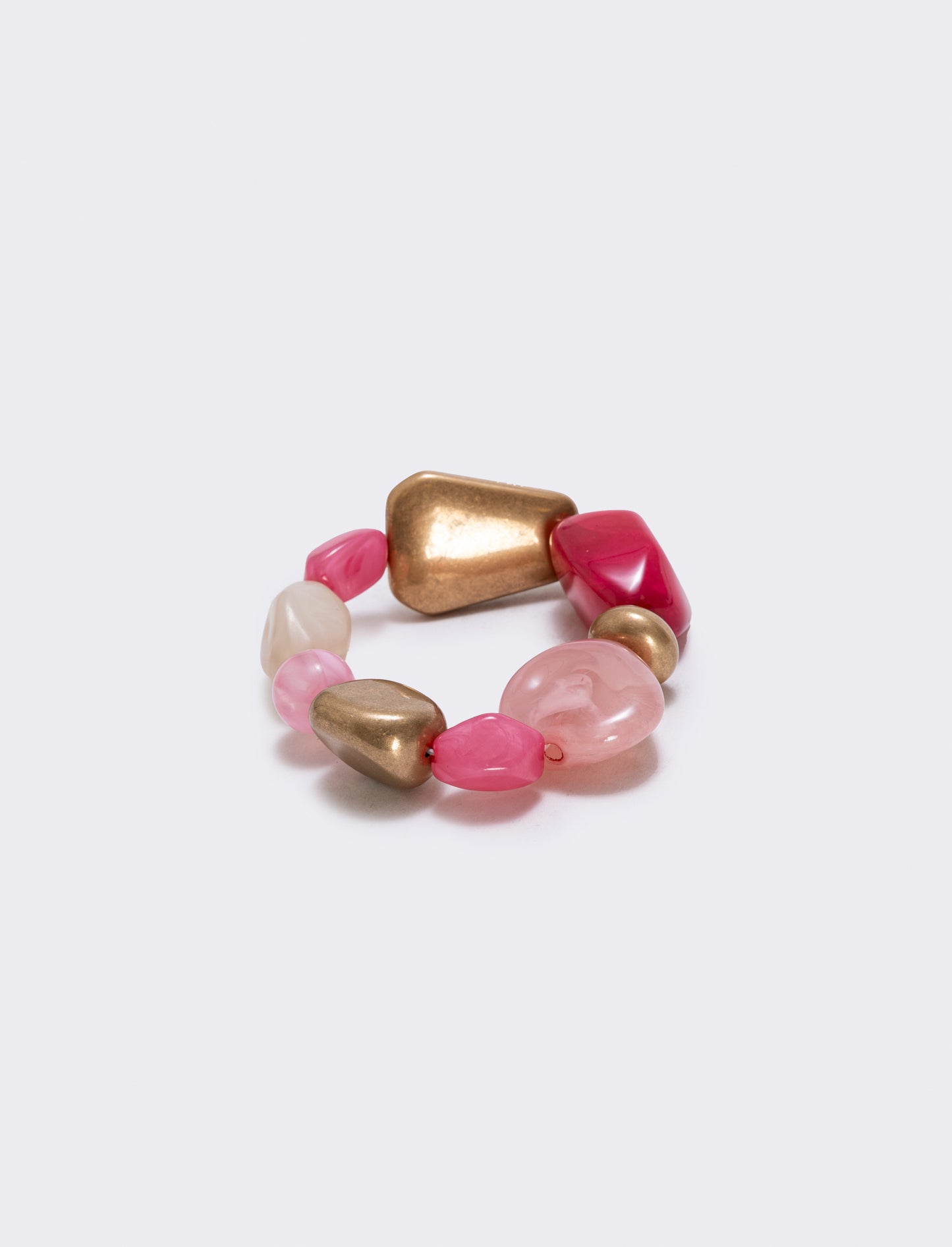 Bracciale elastico con pietre varie forme - Rosa