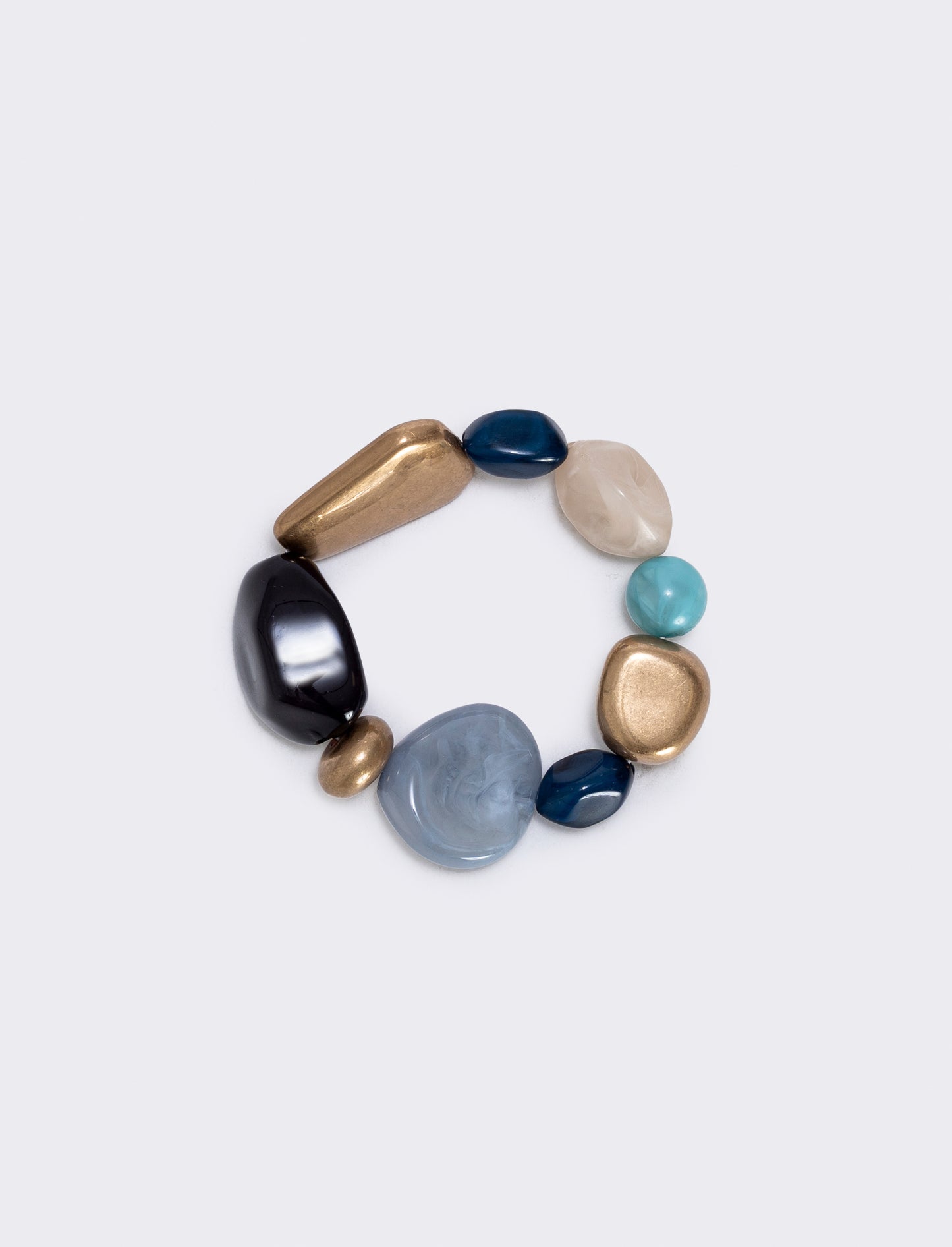 Bracciale elastico con pietre varie forme - Blu