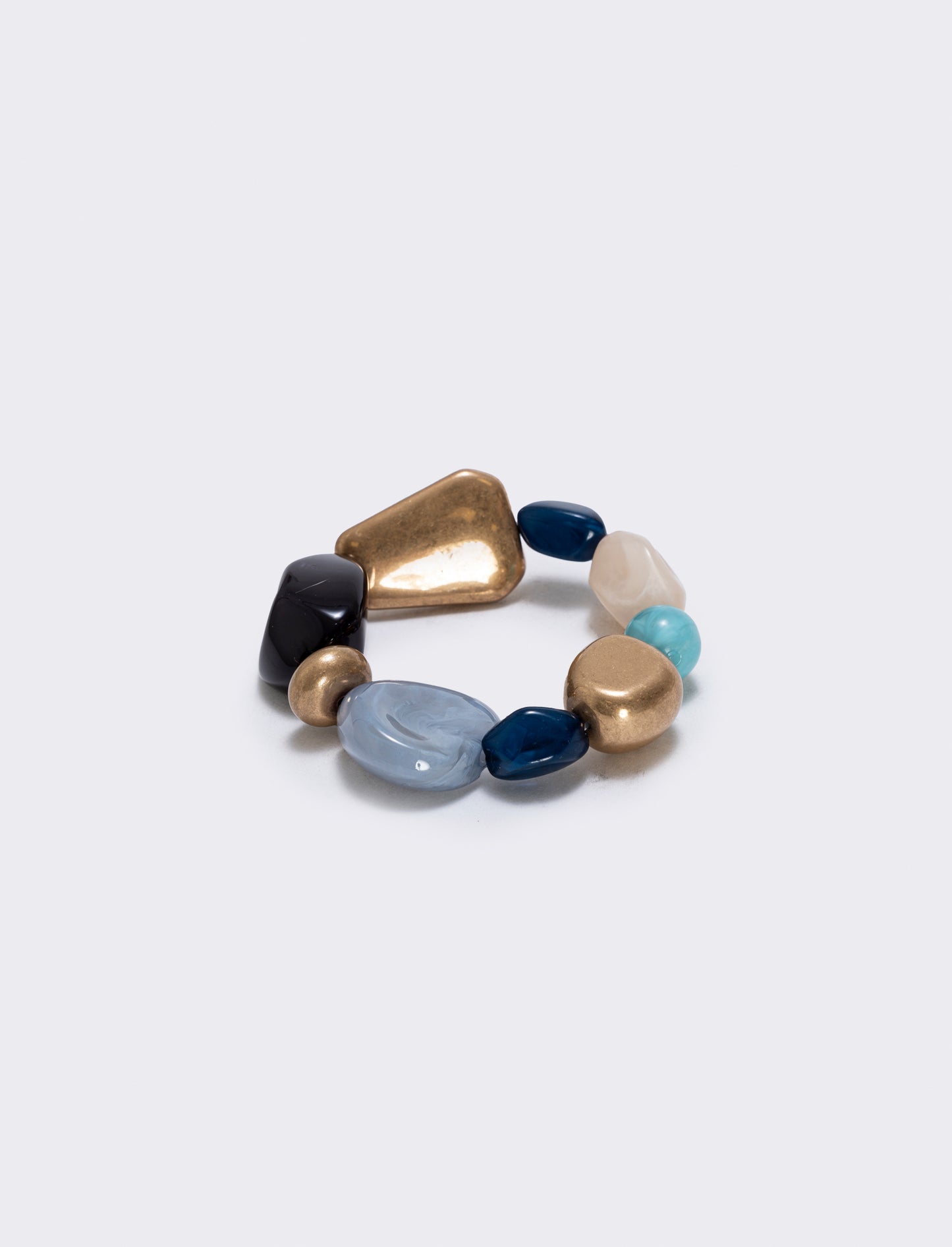 Bracciale elastico con pietre varie forme - Blu