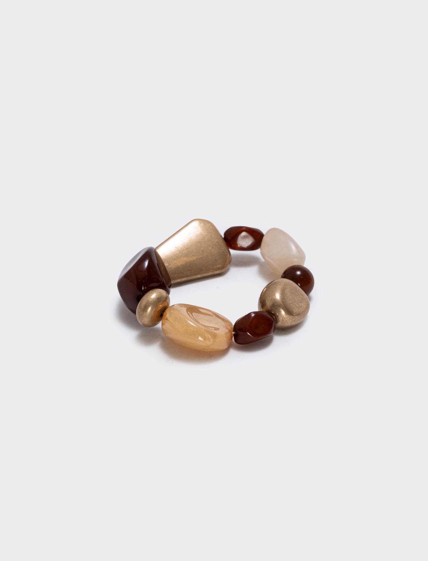 Bracciale elastico con pietre varie forme - Marrone