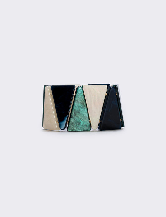 Elastic bracelet with triangular stones - Green