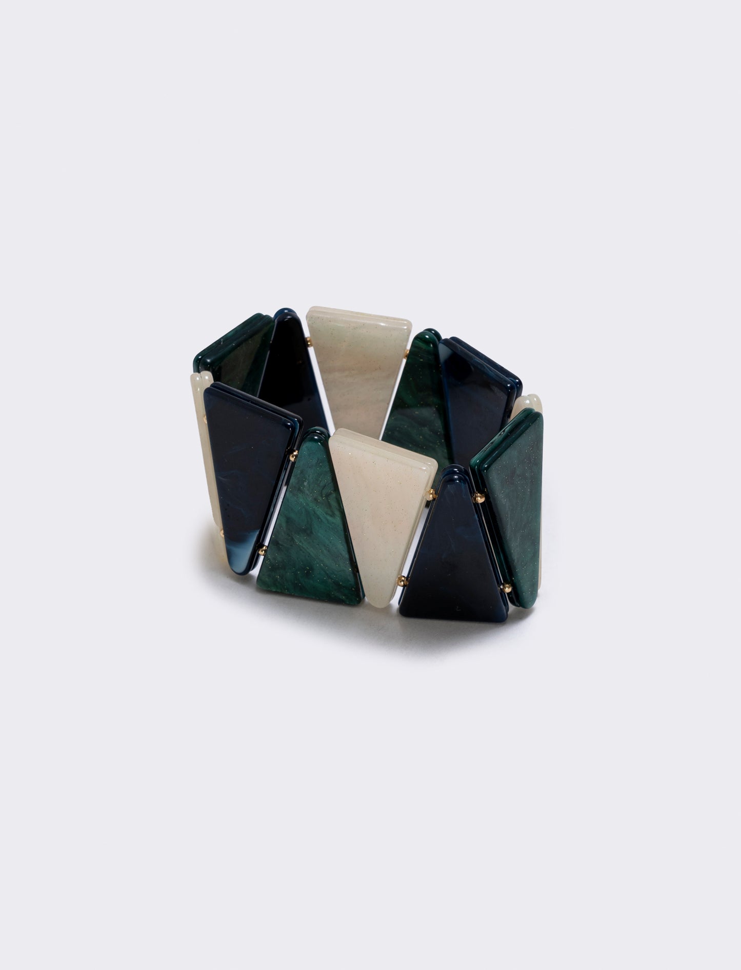 Bracciale elastico con pietre triangolari - Verde