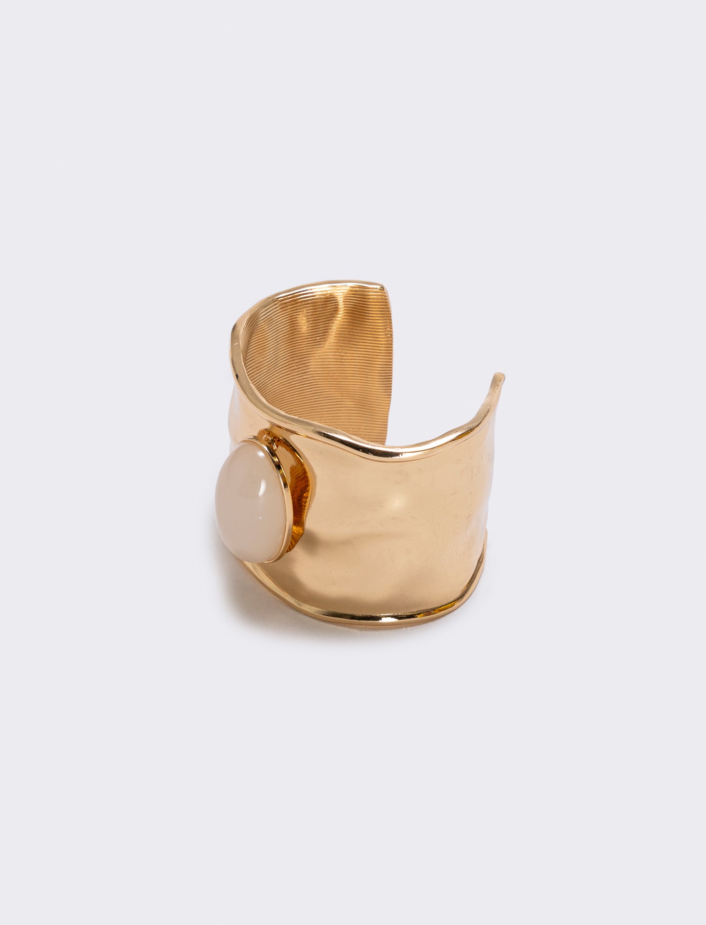 Bracciale rigido largo con grande pietra - Beige