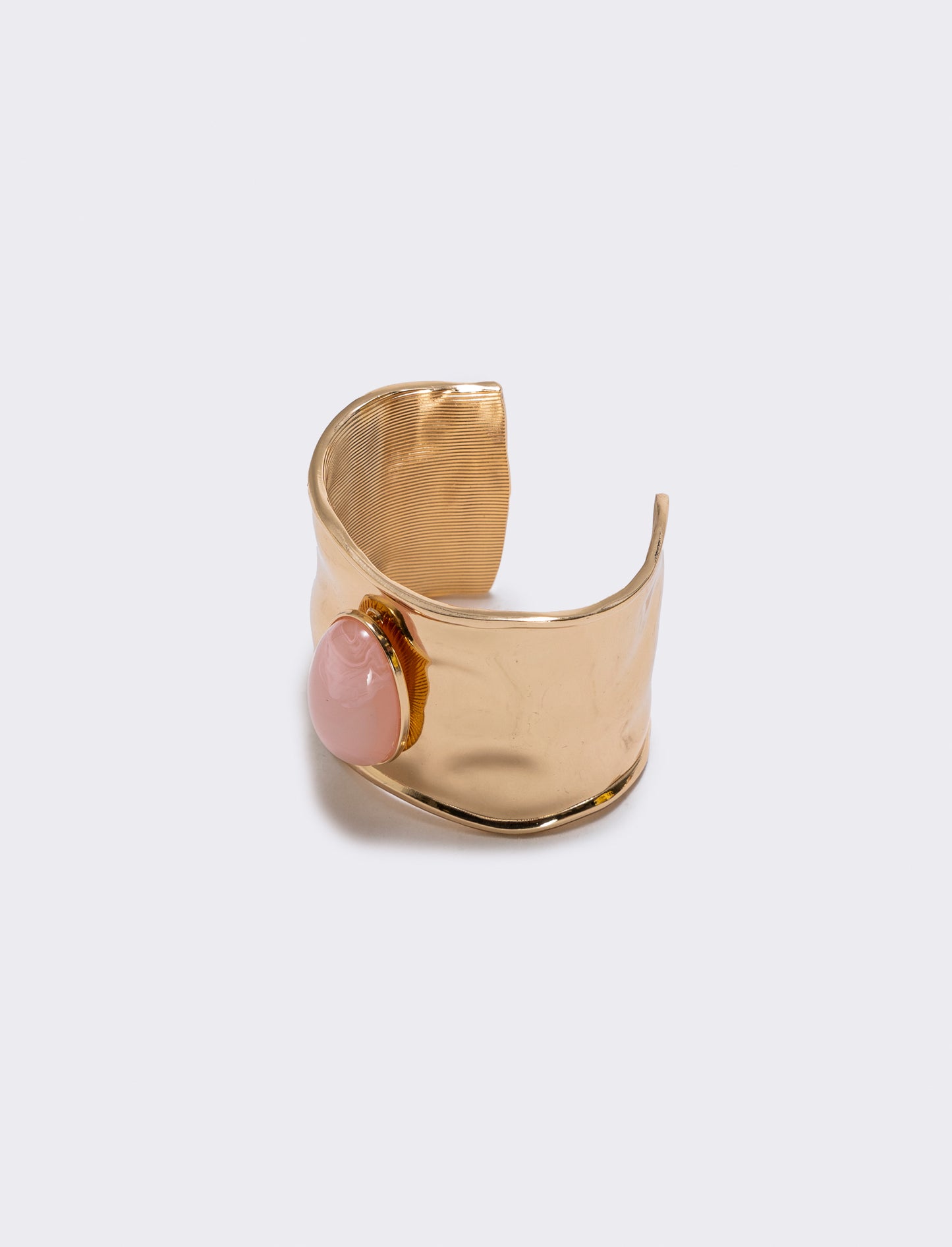 Bracciale rigido largo con grande pietra - Rosa