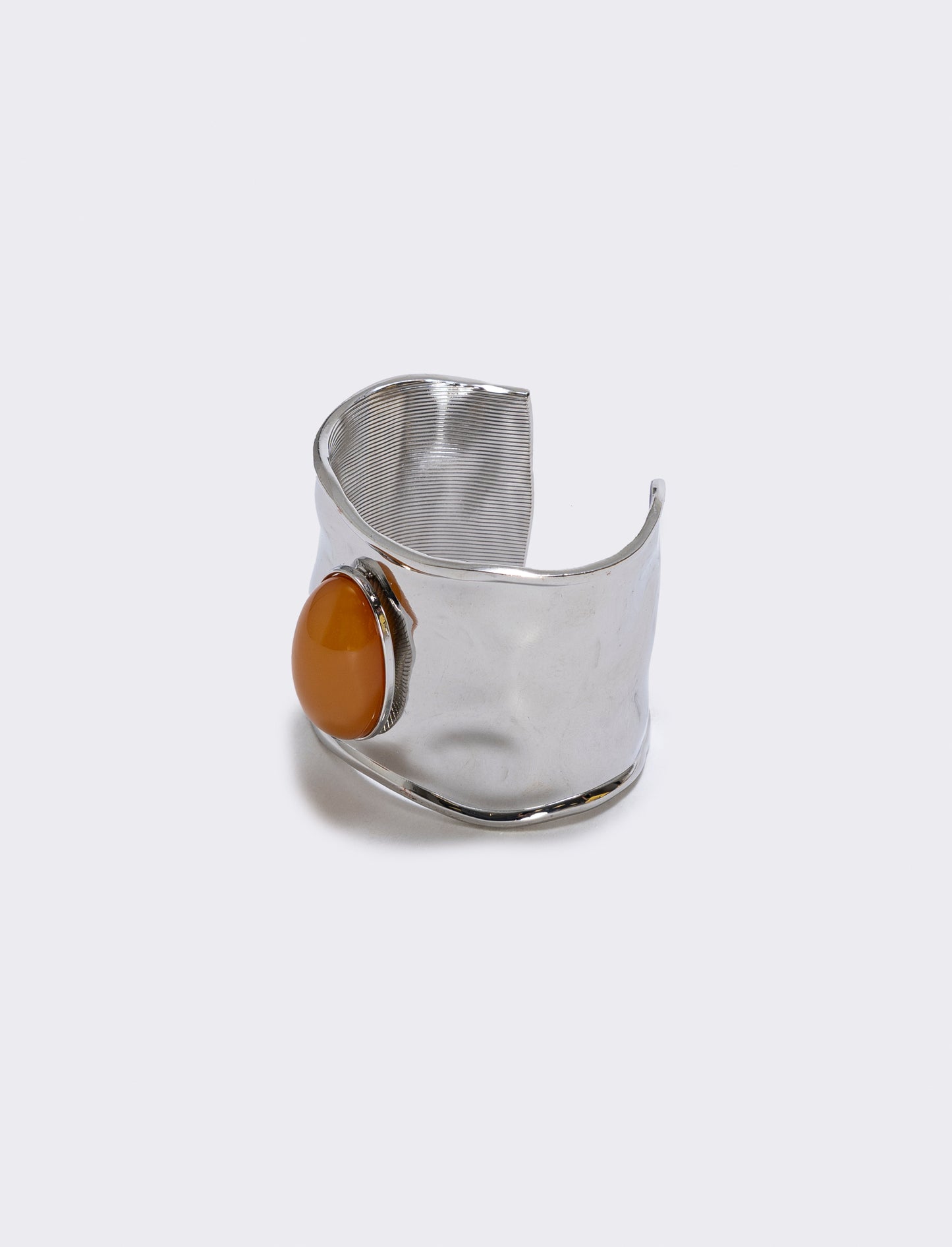Bracciale rigido largo con grande pietra - Marrone