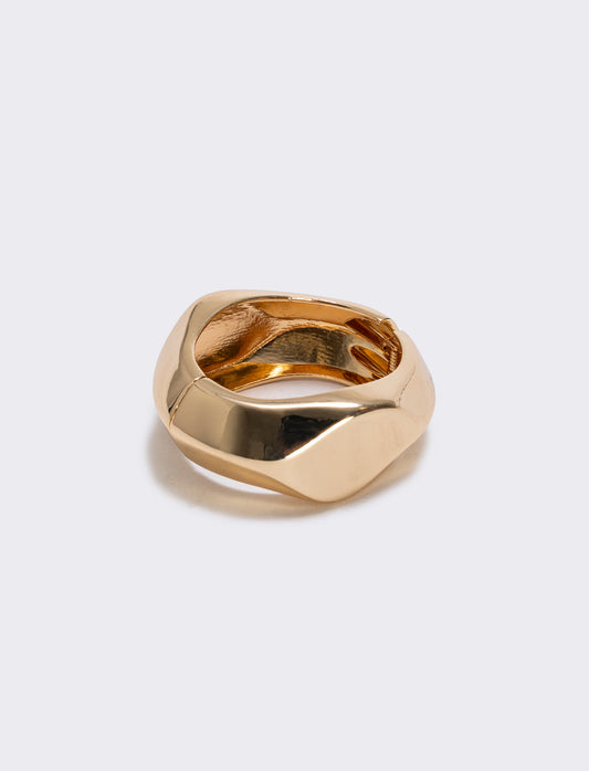 Double Hammered Rigid Bracelet - Gold