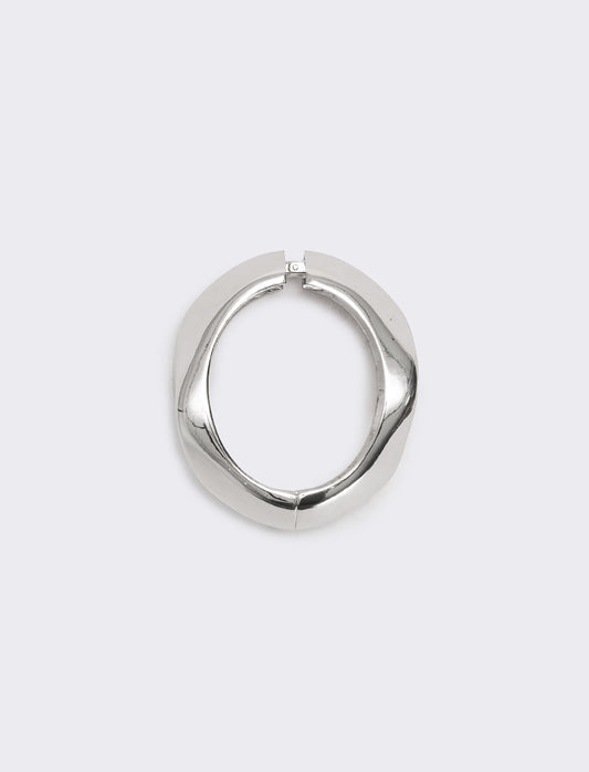 Double Hammered Rigid Bracelet - Silver