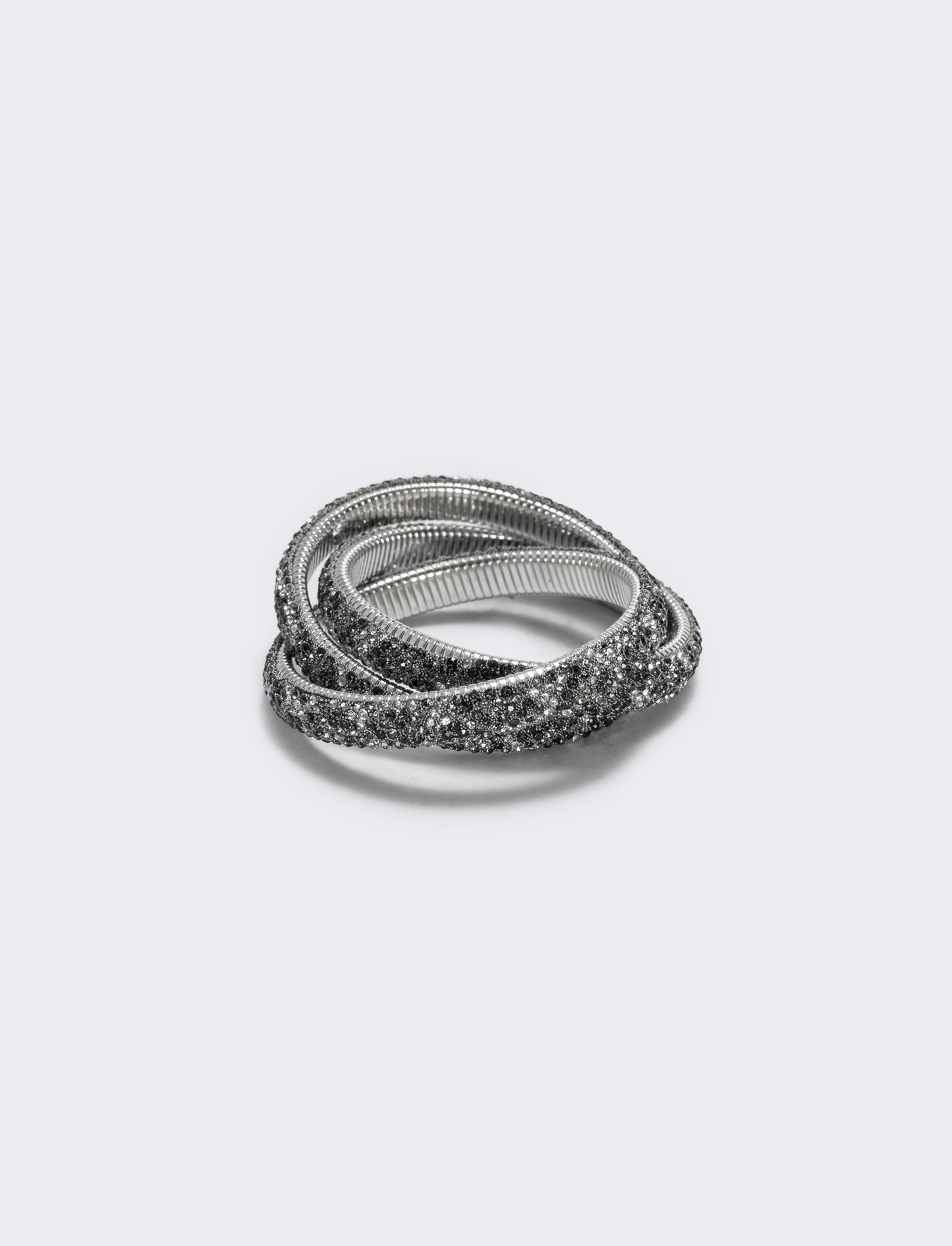 Leopard Print Bracelet with Three Strands and Rhinestones - Black