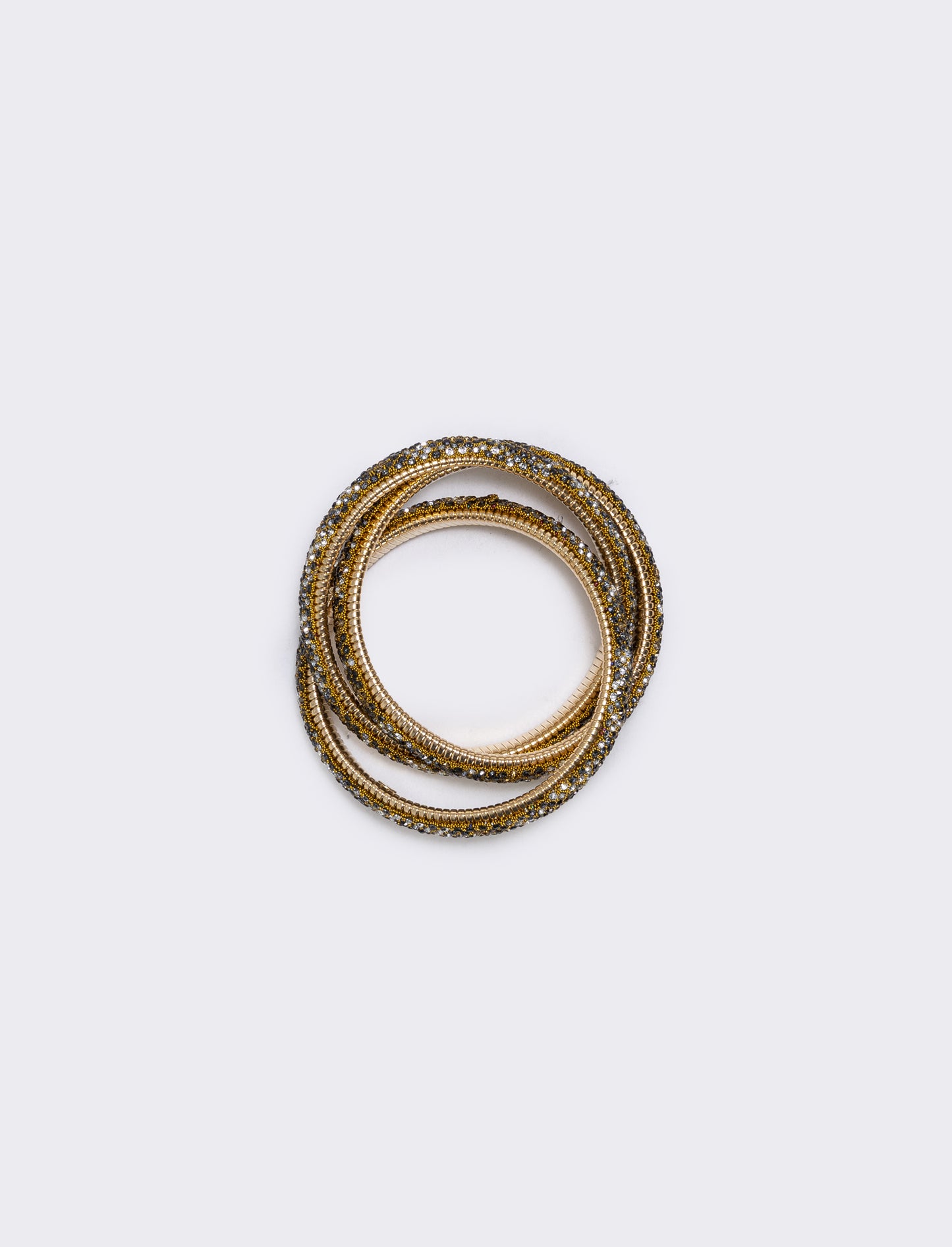 Bracciale leopardato con tre fili e strass - Moro