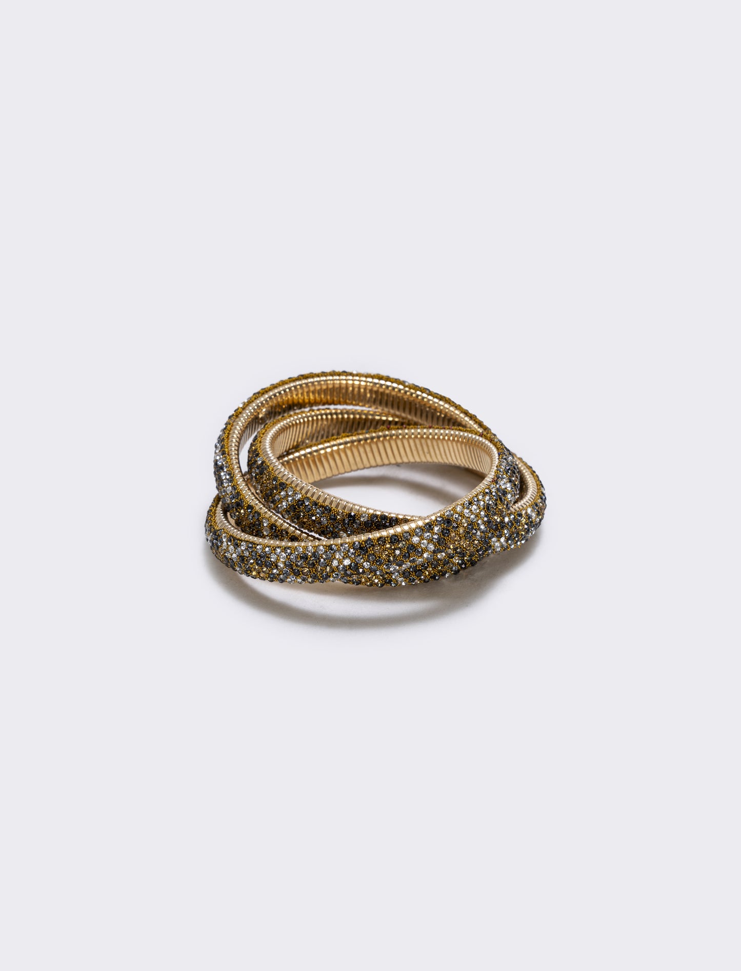 Bracciale leopardato con tre fili e strass - Moro