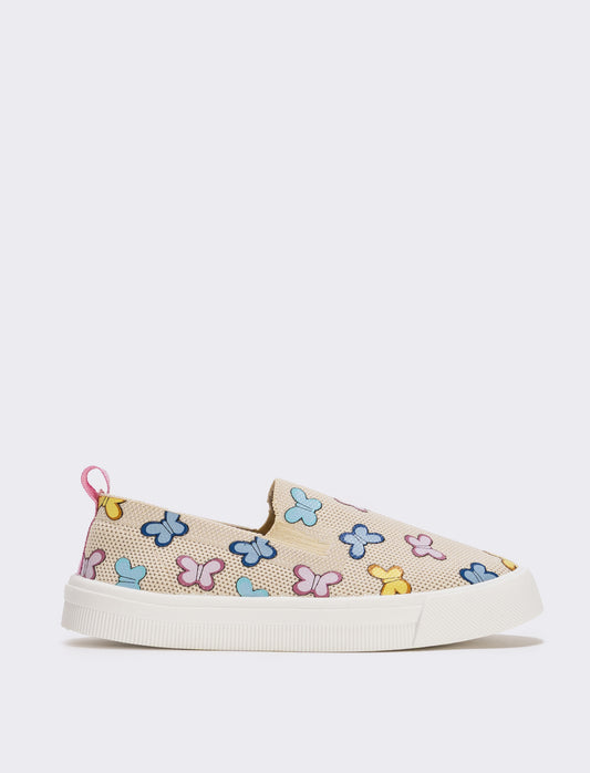 Slip-on beige con farfalle multicolore - Beige