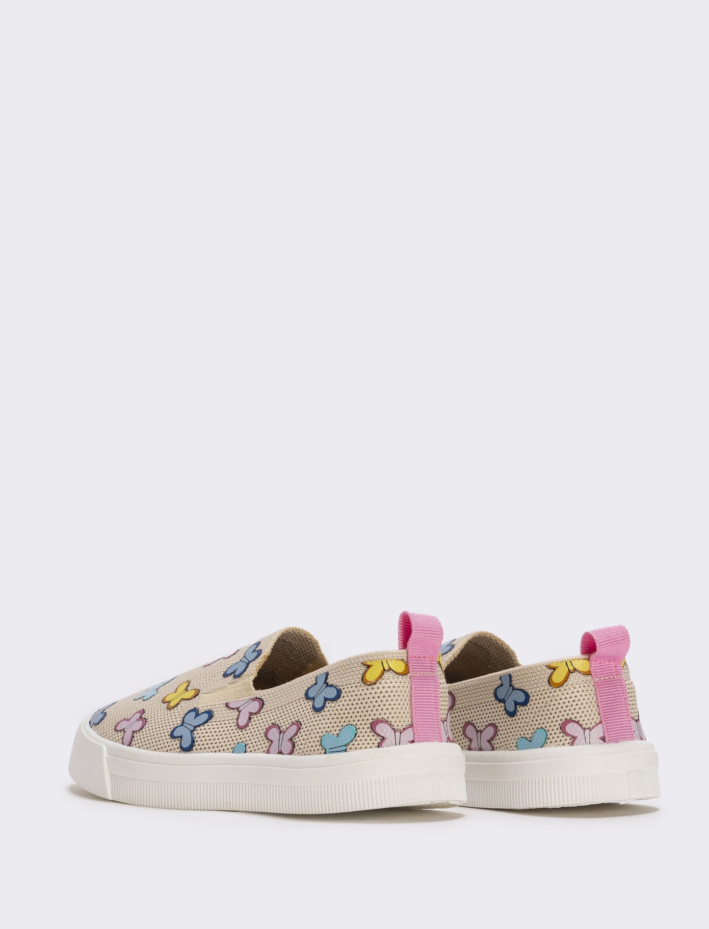 Slip-on beige con farfalle multicolore - Beige