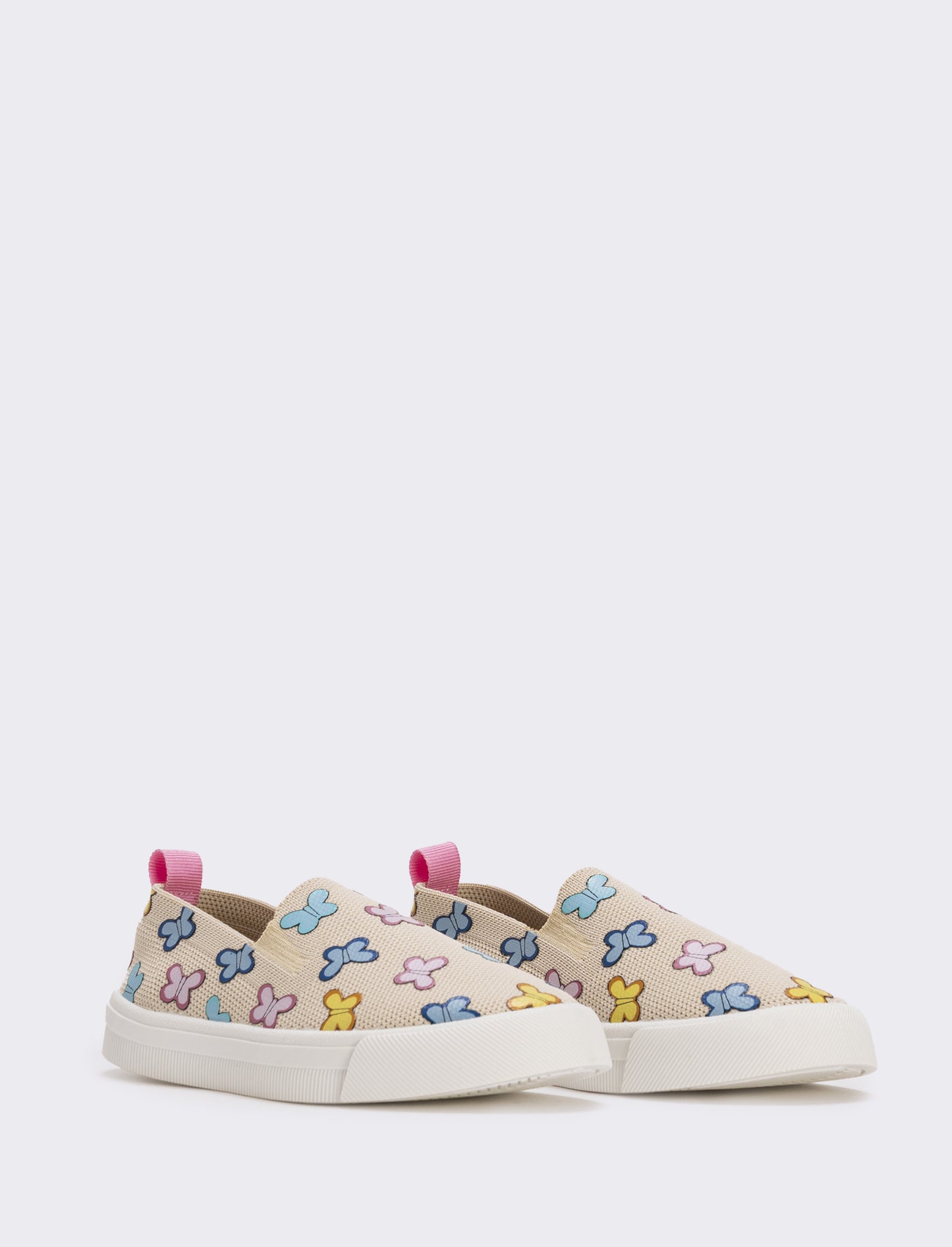 Slip-on beige con farfalle multicolore - Beige