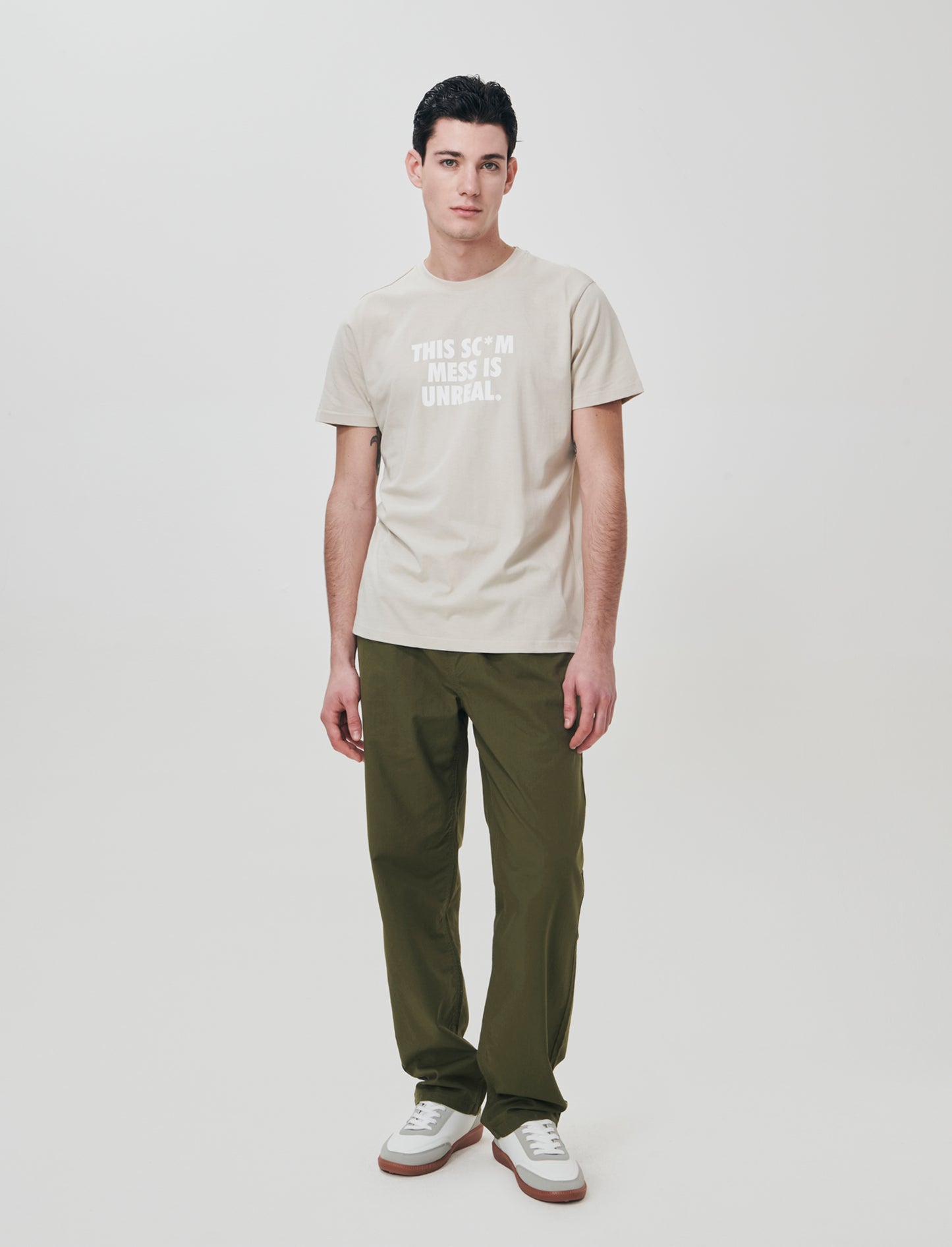 Pantaloni jogger in cotone con tasche - Verde oliva