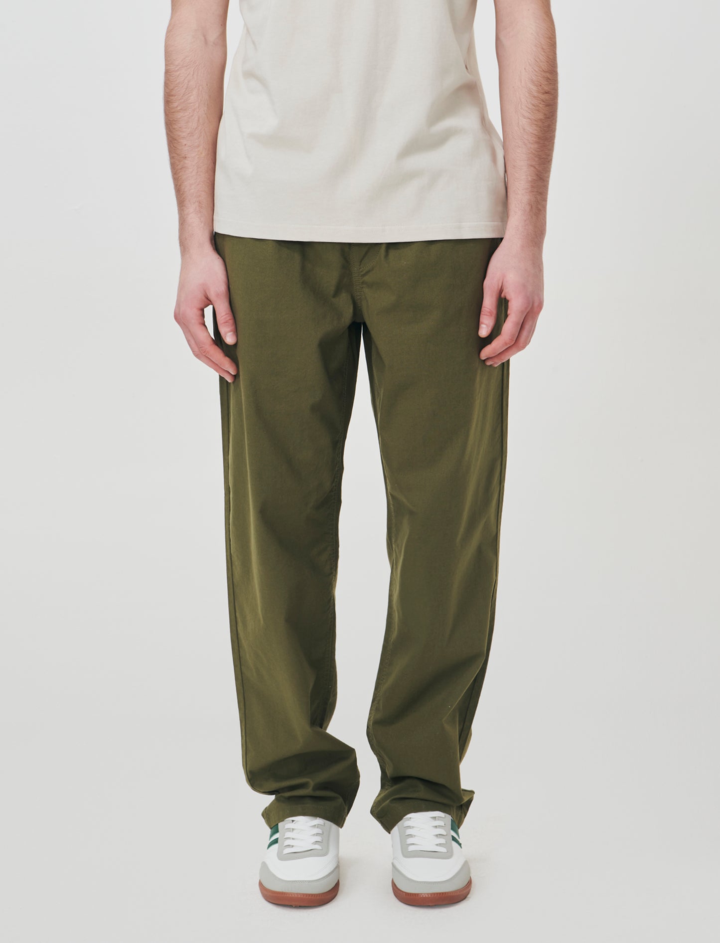 Pantaloni jogger in cotone con tasche - Verde oliva