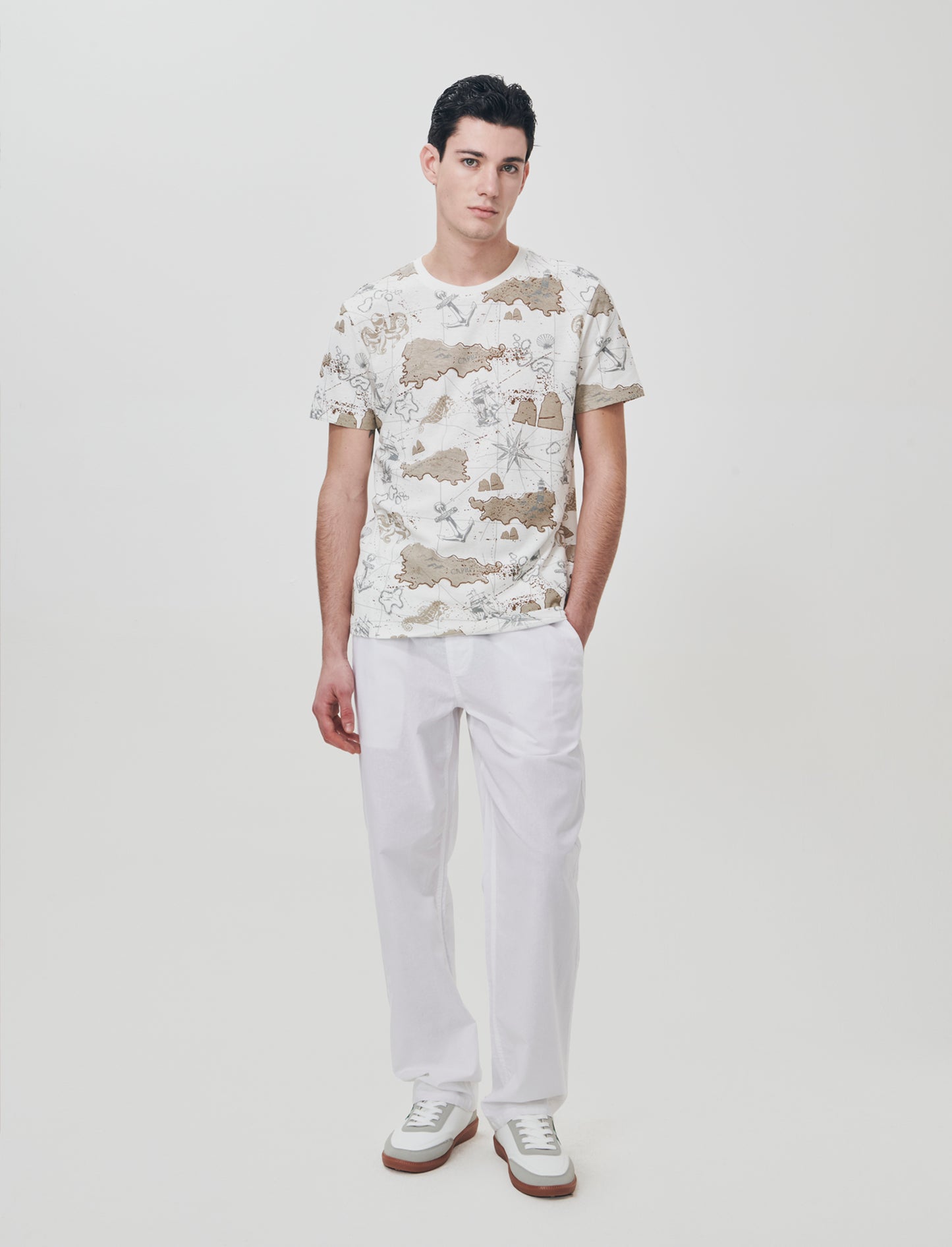 Pantaloni jogger in cotone con tasche - Bianco