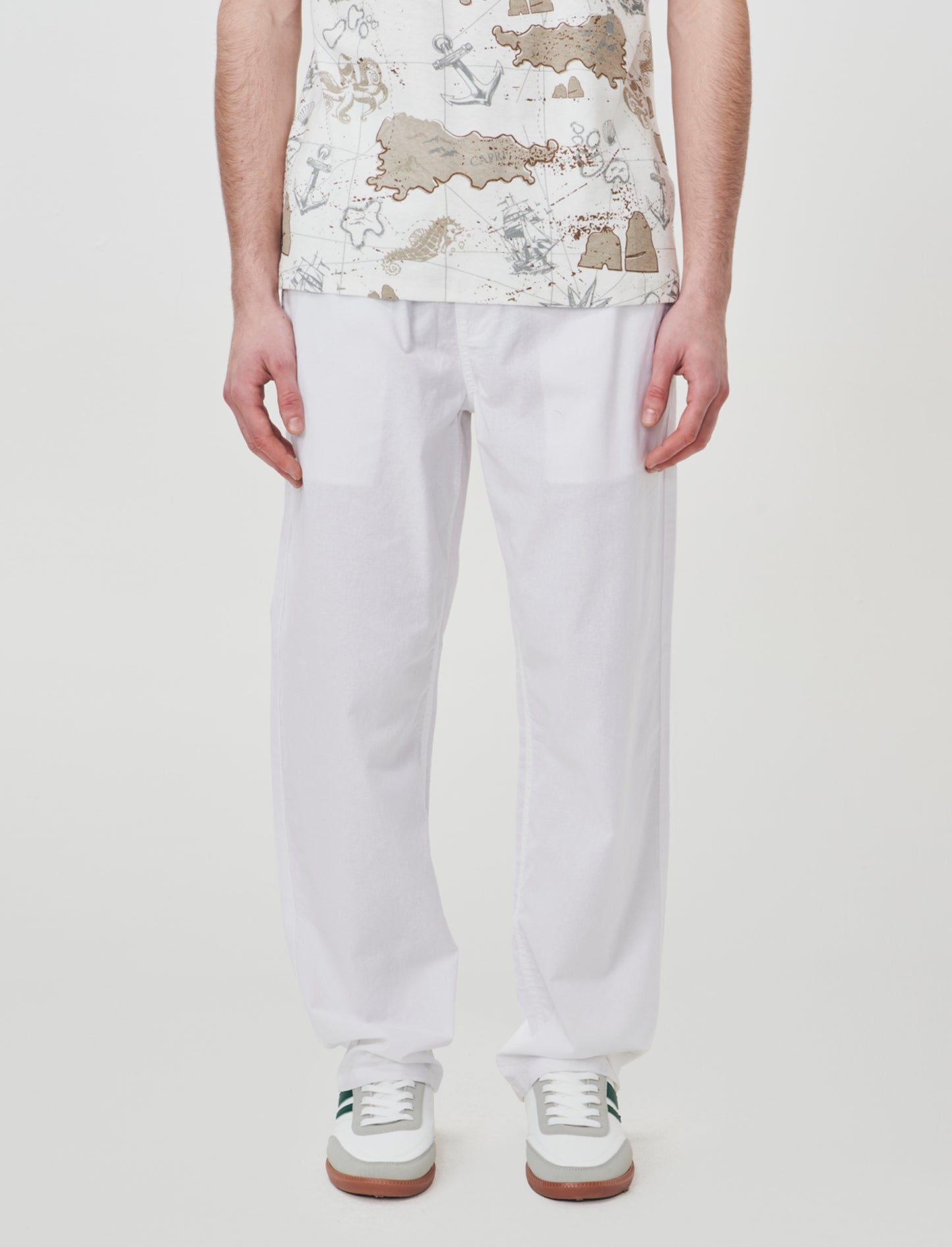 Pantaloni jogger in cotone con tasche - Bianco