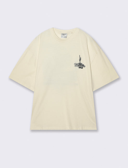T-shirt girocollo con stampe uniche - Bianco latte