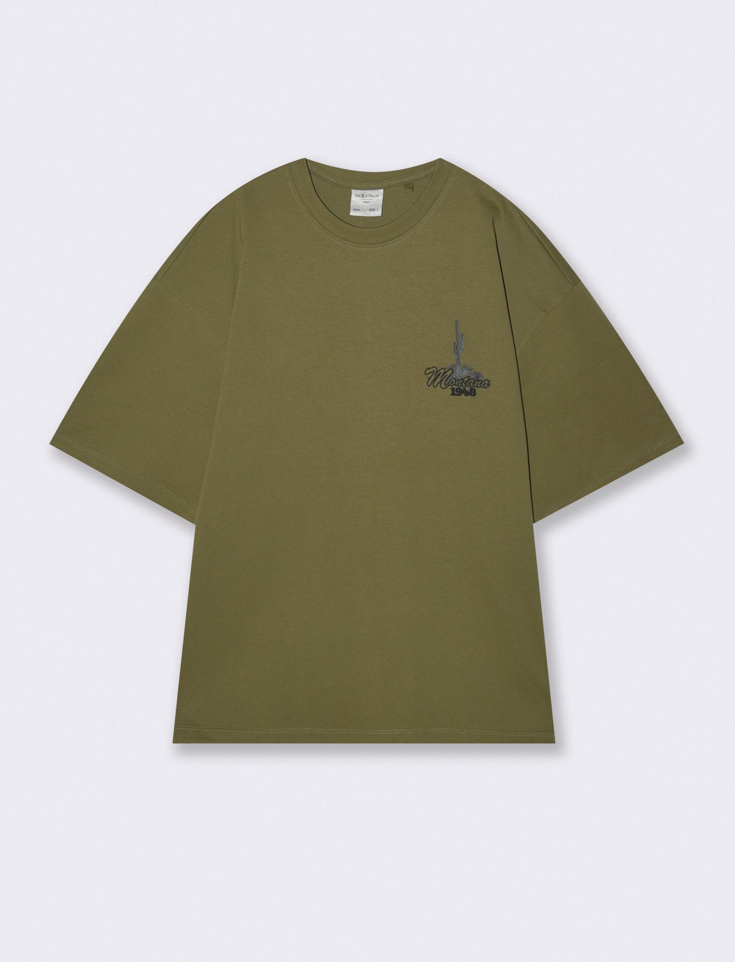 T-shirt girocollo con stampe uniche - Verde oliva