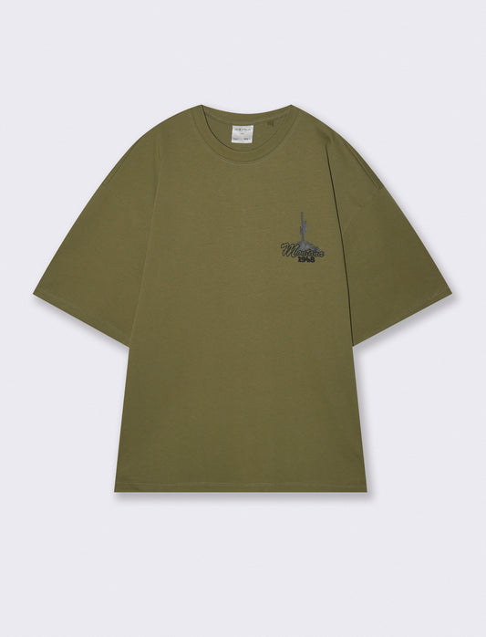 T-shirt girocollo con stampe uniche - Verde oliva