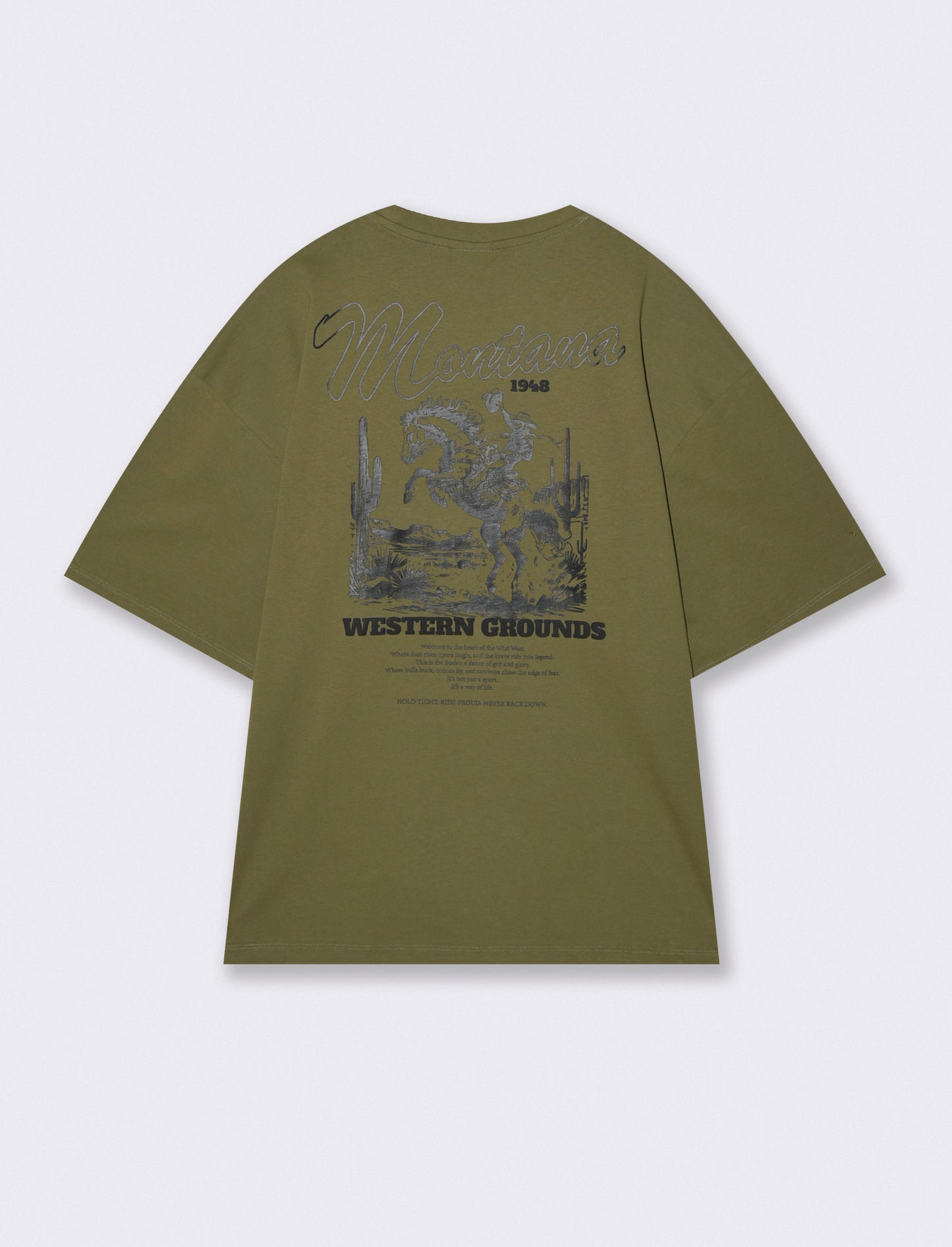 T-shirt girocollo con stampe uniche - Verde oliva