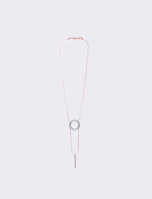 Collana lunga con cerchio e pendente - Multicolore