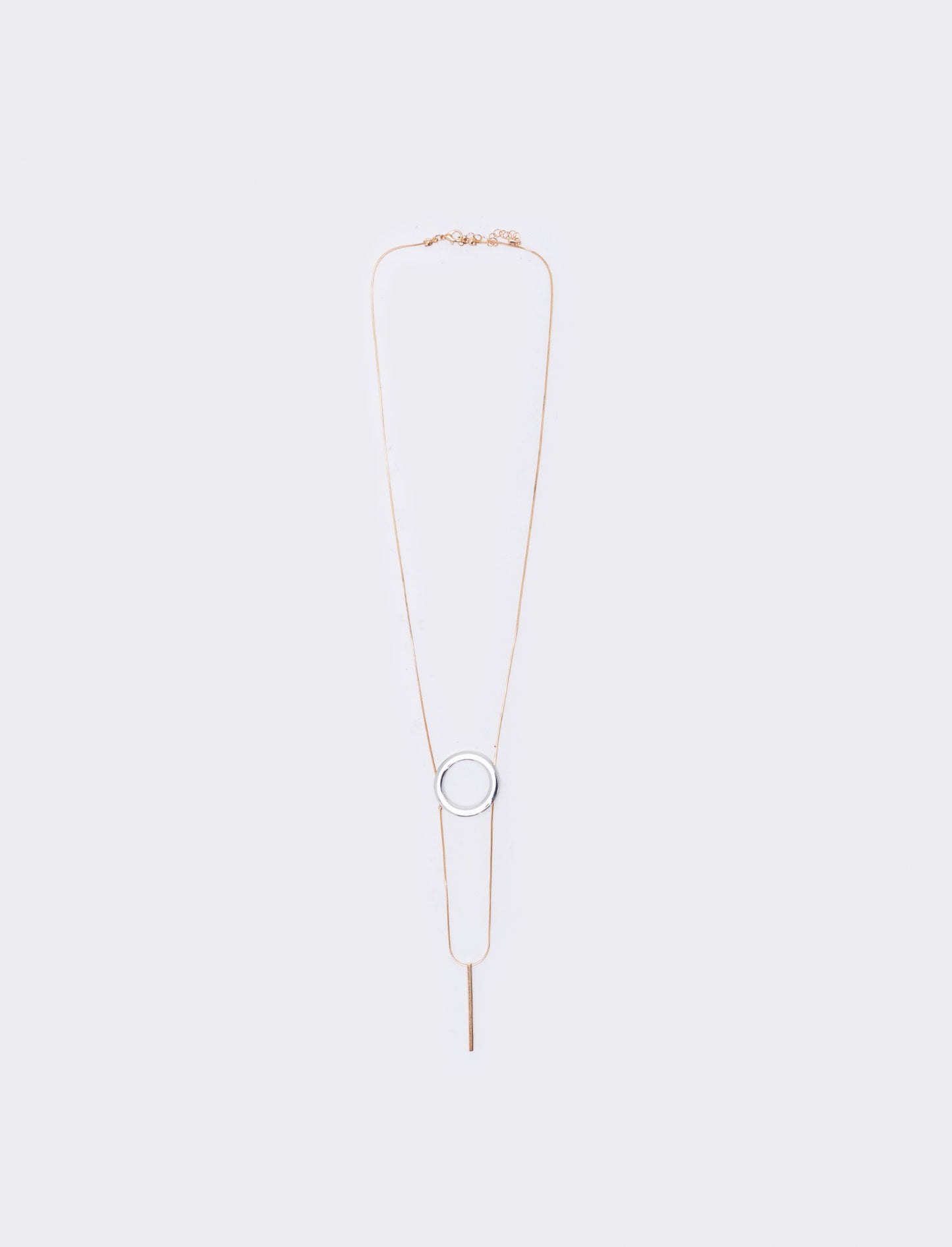 Long necklace with circle and pendant - Gold