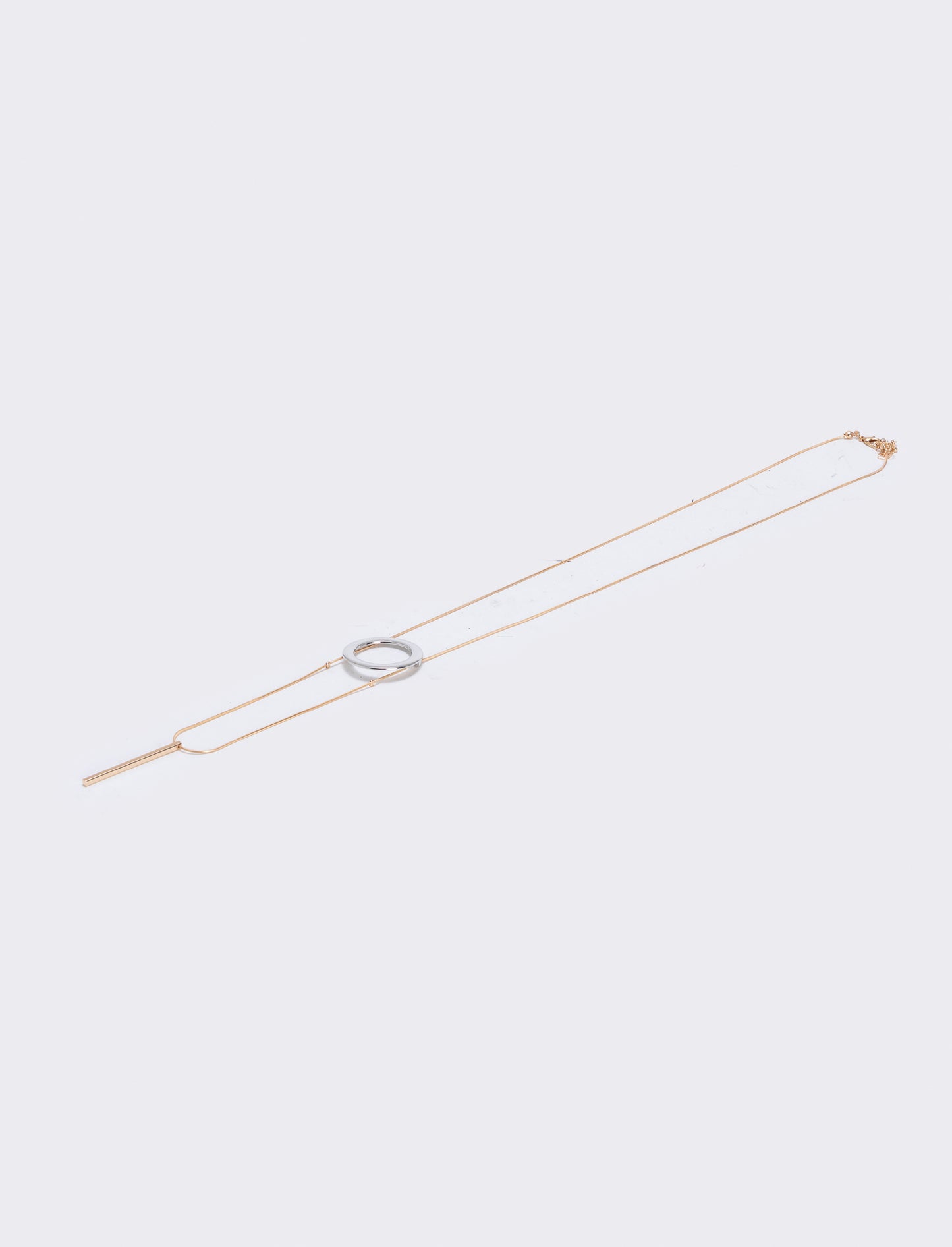 Long necklace with circle and pendant - Gold