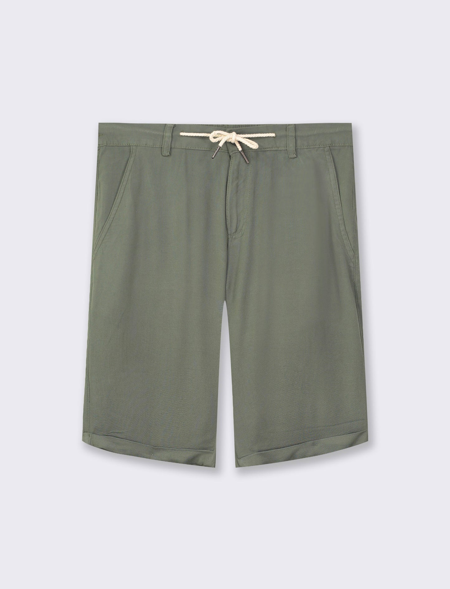 Bermuda chino jogger in viscosa - Verde kaki