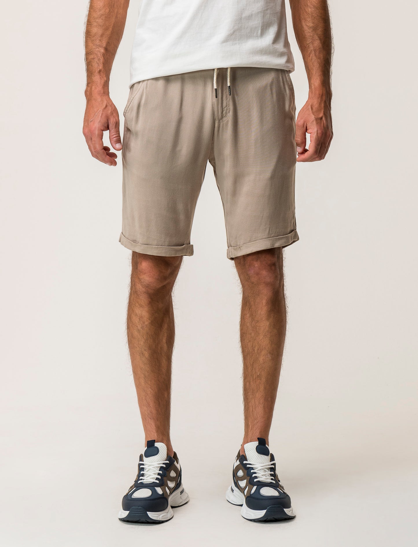 Bermuda chino jogger in viscosa - Beige