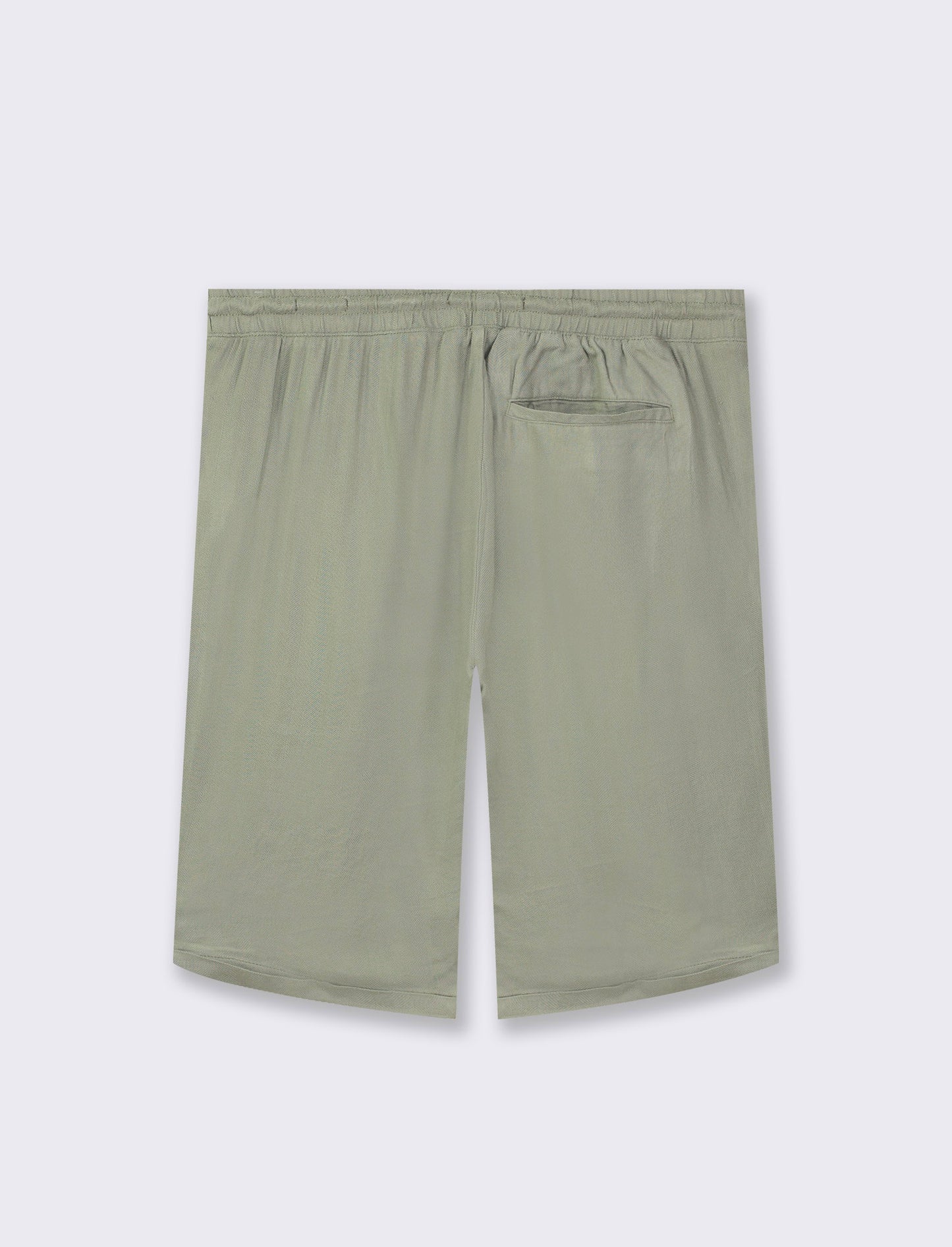 Regular Fit Jogger Bermuda in Viscose Blend with Herringbone Pattern - Green