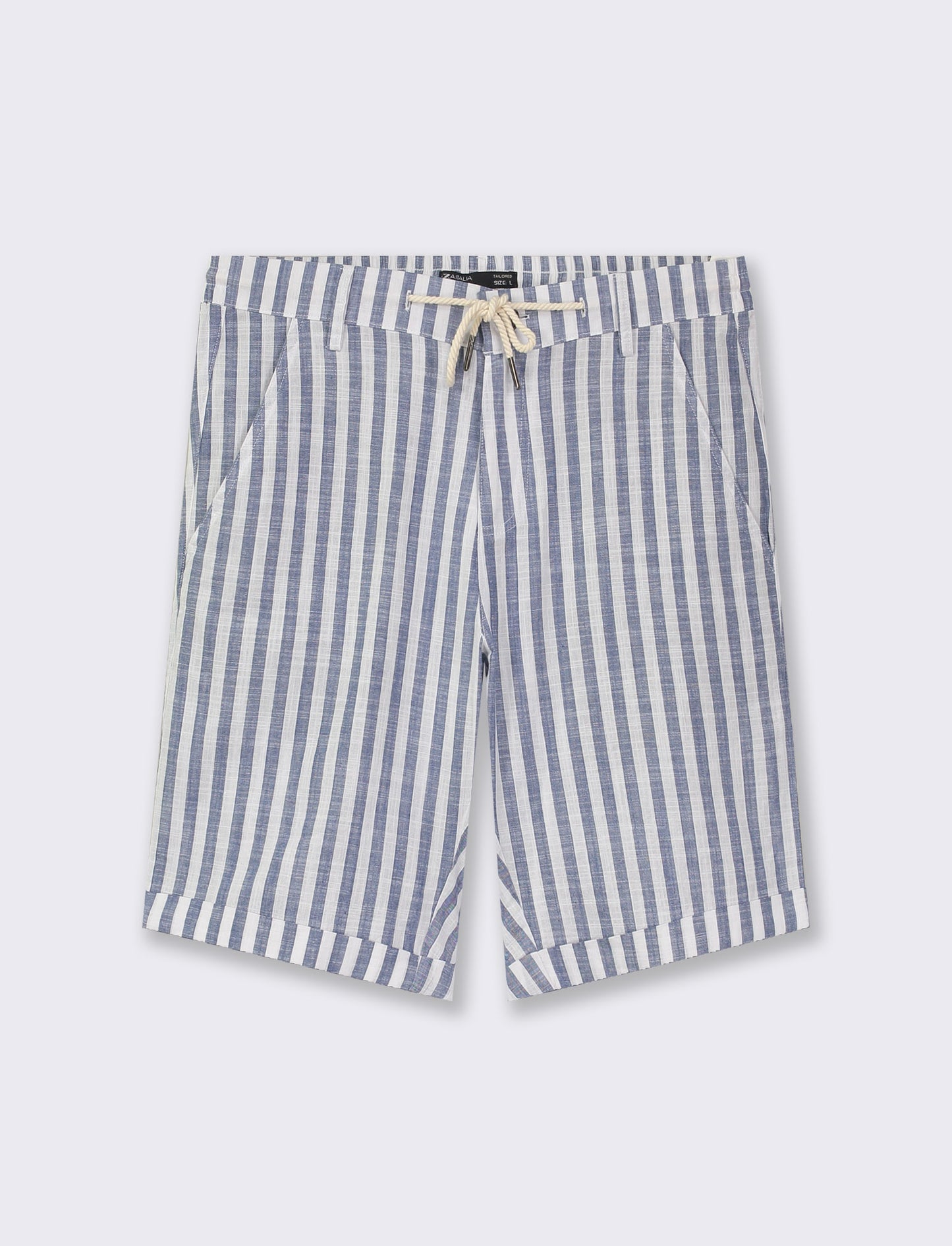 Bermuda chino jogger in cotone fantasia a righe - Blu