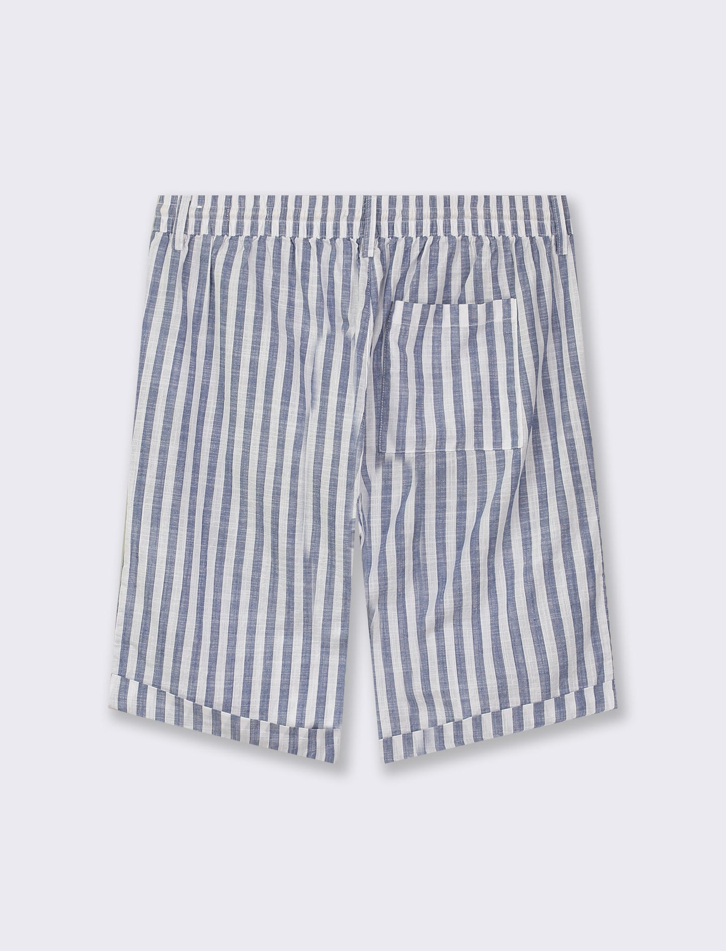 Striped Regular Fit Chino Bermuda with Adjustable Waist - Blue