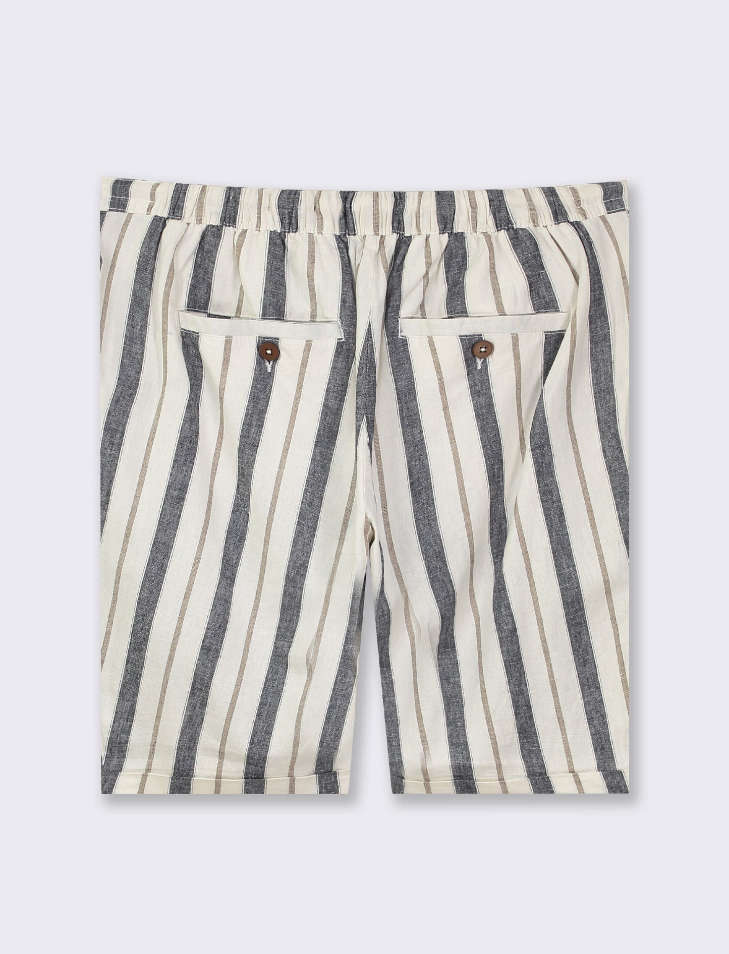 Bermuda chino jogger linen blend a righe - Blu