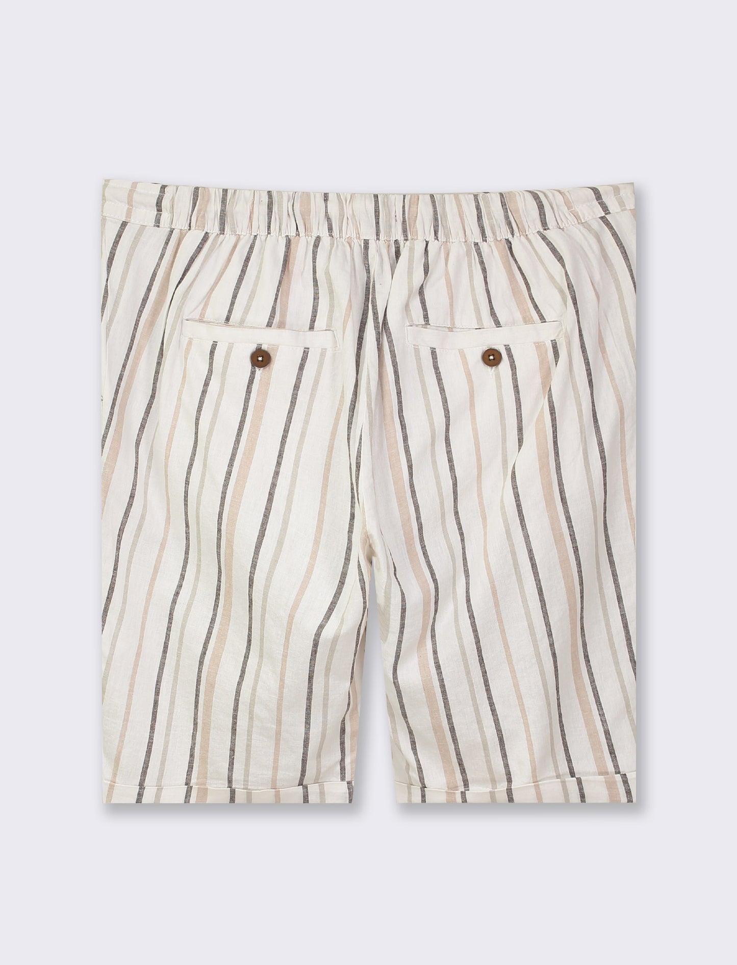 Bermuda chino jogger linen blend a righe - Grigio fango