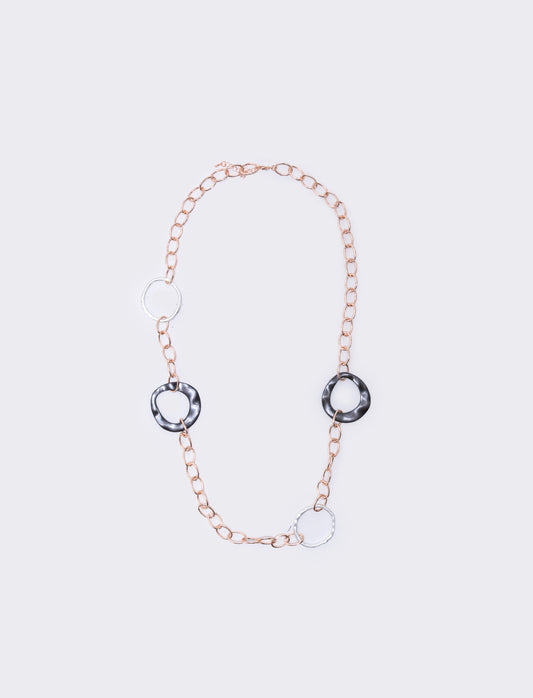 Collana lunga con cerchi effetto perla - Rosa