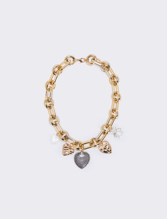 Collana con ciondoli a cuore unici - Oro