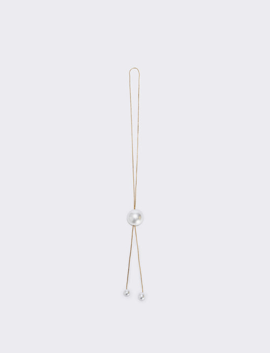 Collana saliscendi con mezza perla elegante - Argento