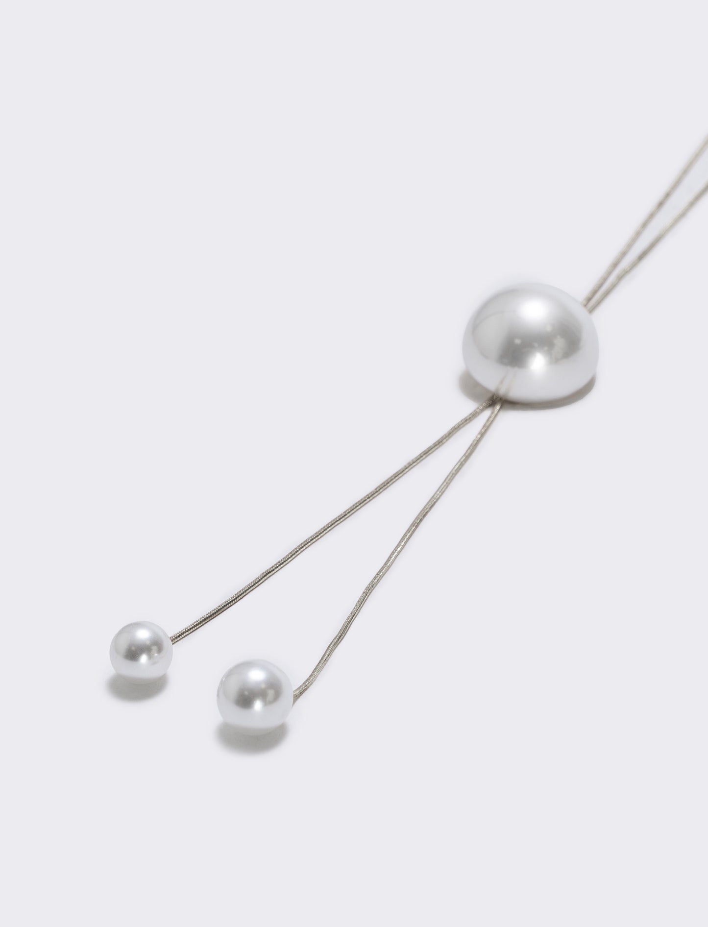 Collana saliscendi con mezza perla elegante - Argento