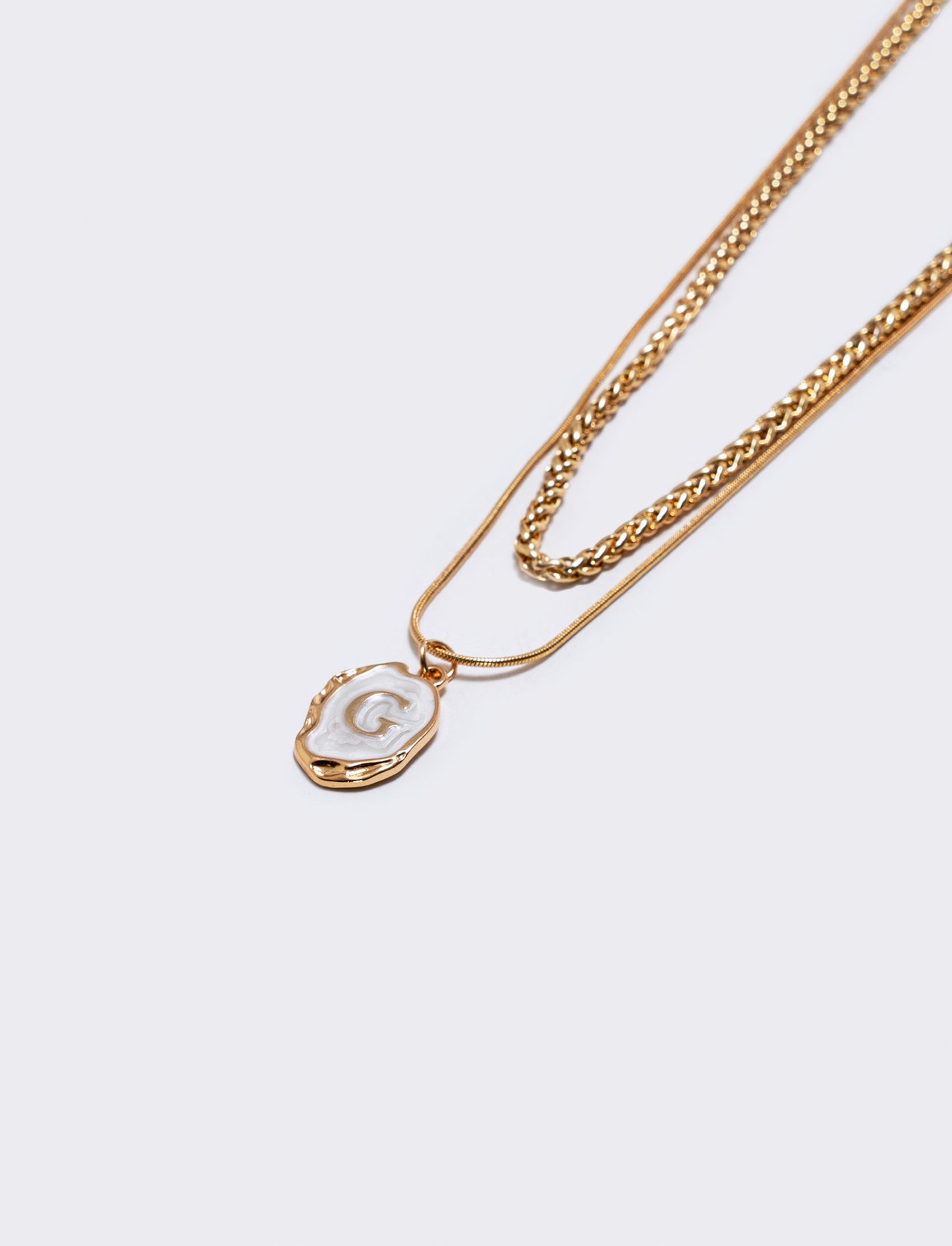 Two-strand necklace with letter - 