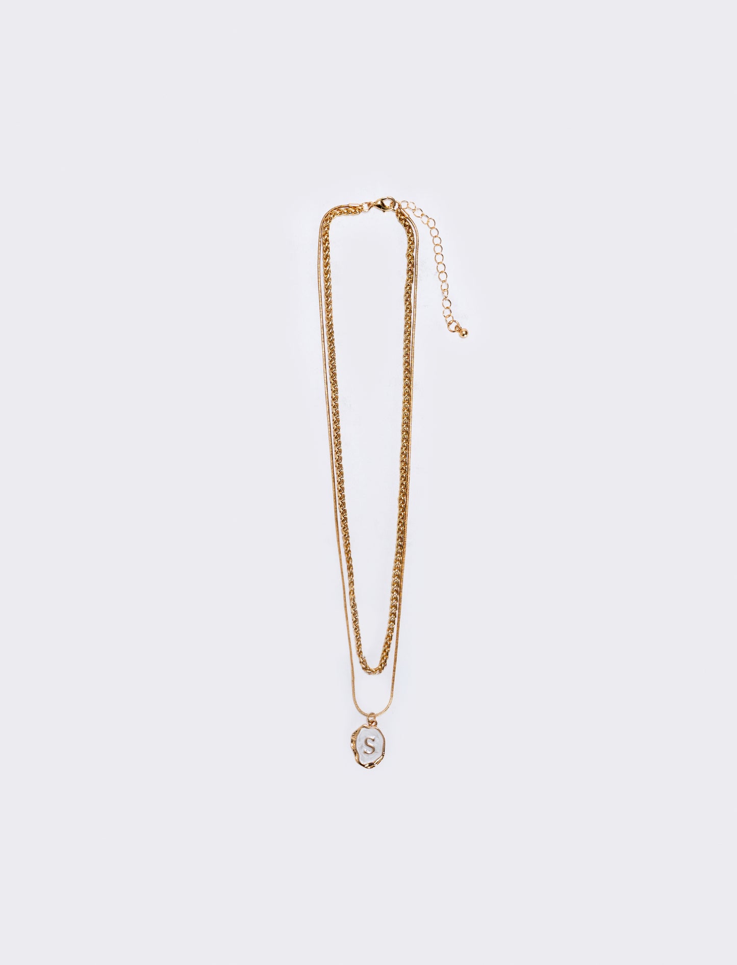 Two-strand necklace with letter - 