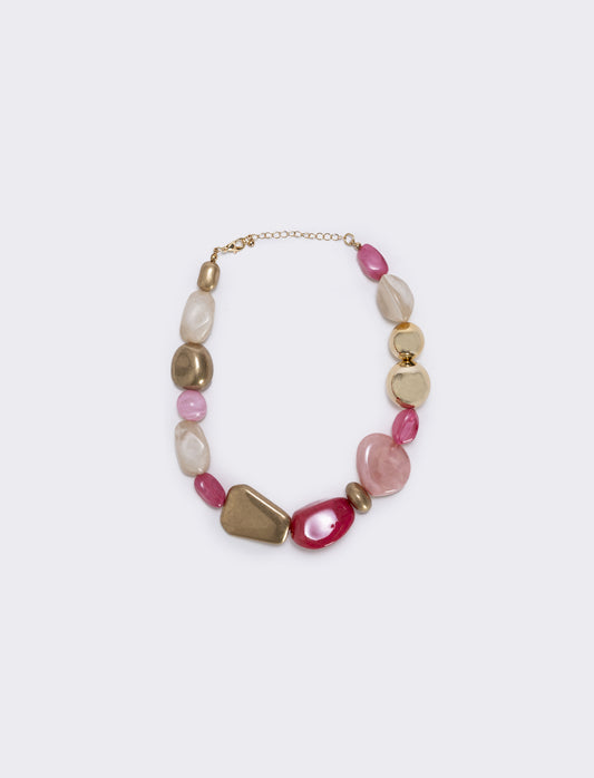 Collana di pietre in forme diverse - Rosa