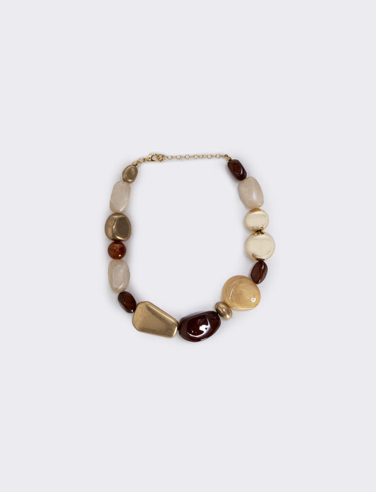 Collana di pietre in forme diverse - Marrone
