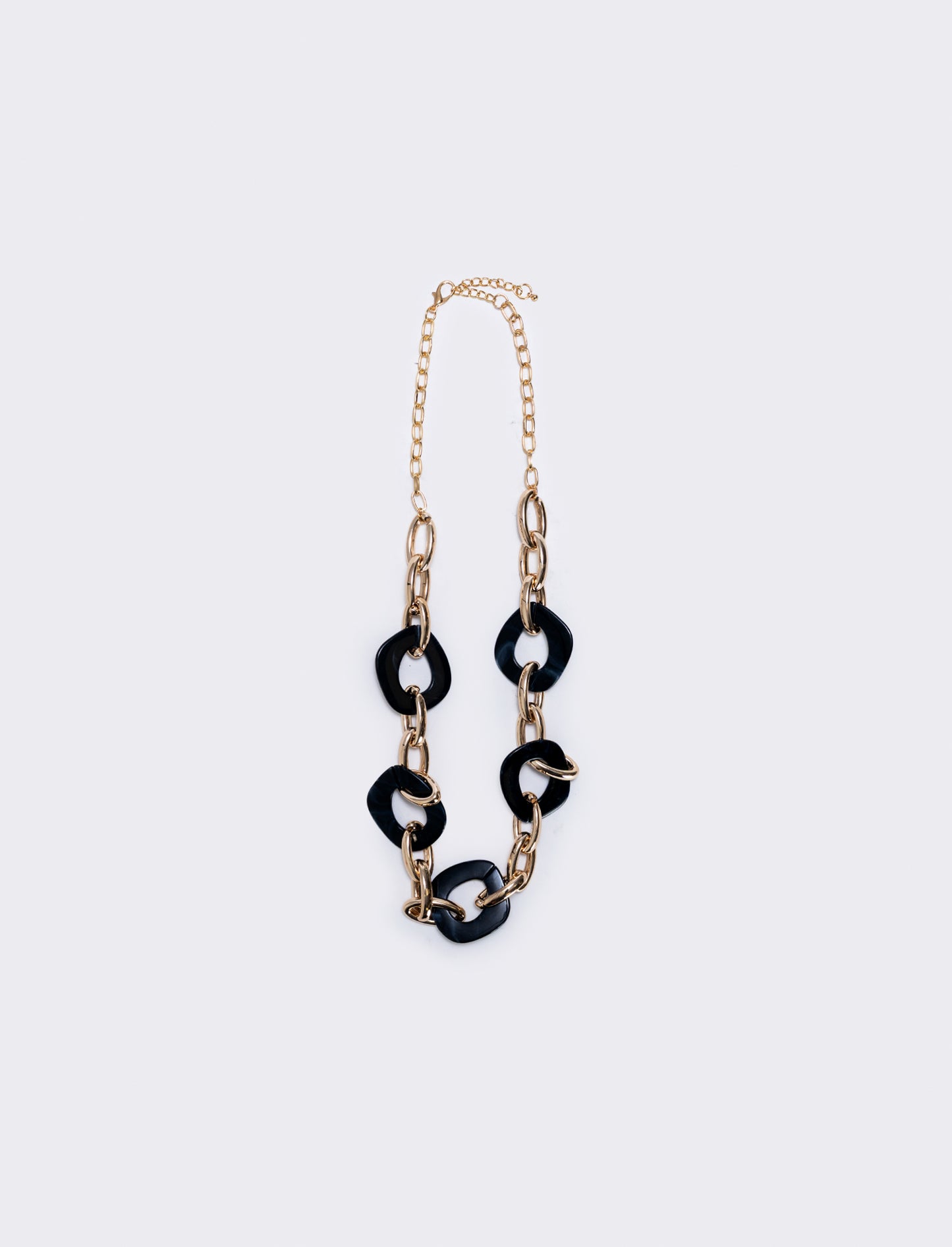 Collana catena con cerchi e pietre - Nero