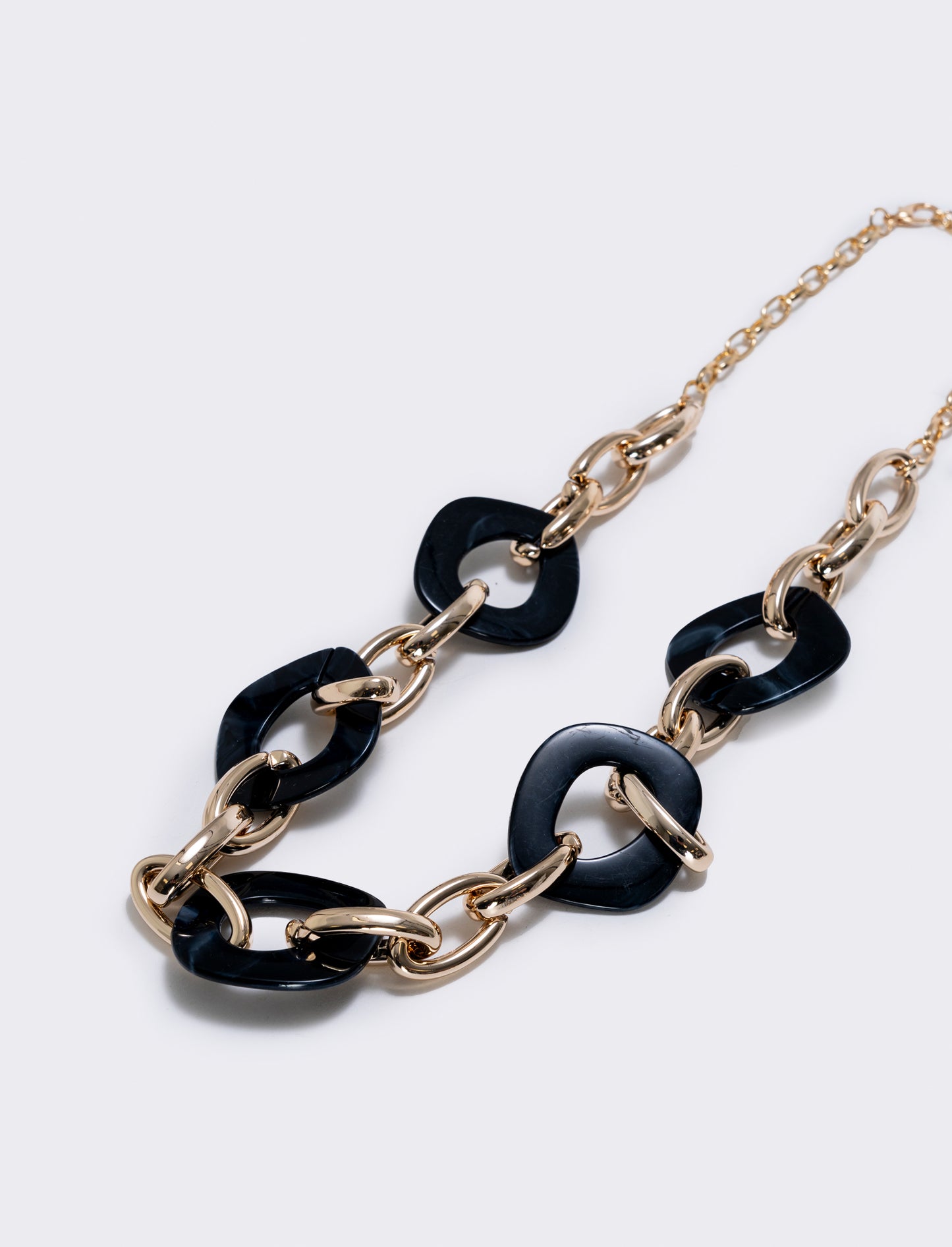 Collana catena con cerchi e pietre - Nero