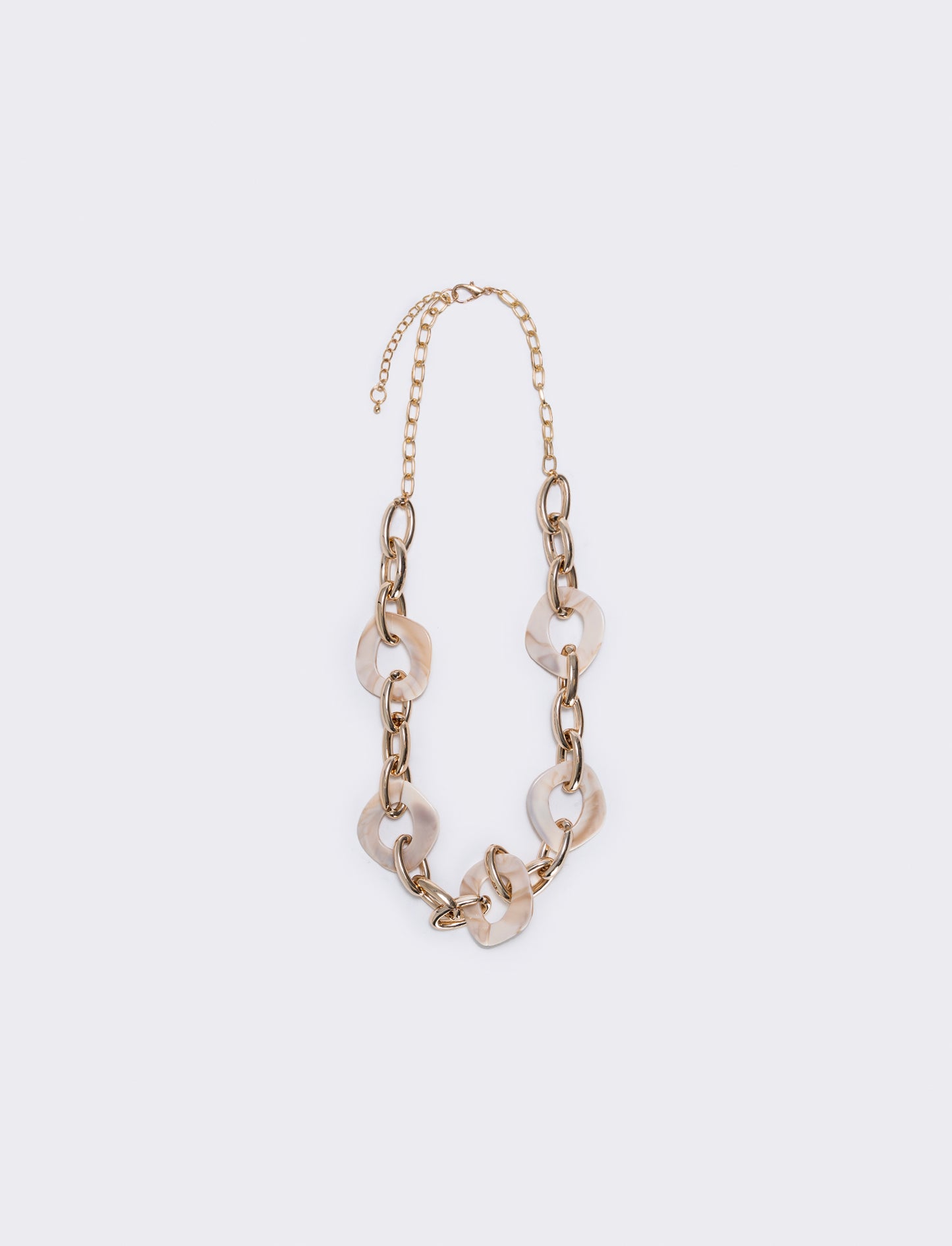 Collana catena con cerchi e pietre - Beige
