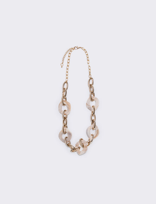 Collana catena con cerchi e pietre - Beige